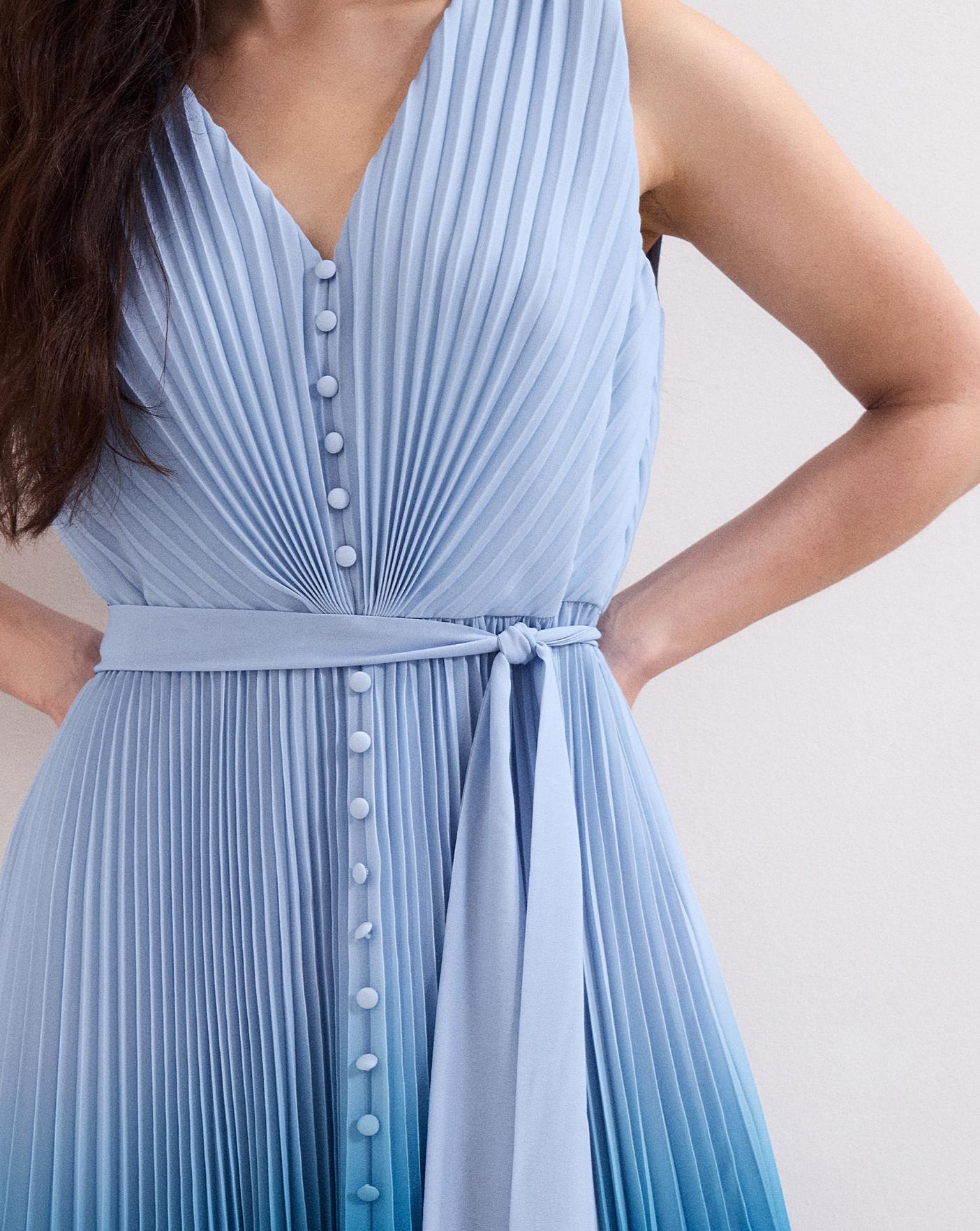 h&m blue pleated dress Joseph Martini Habotai Silk Dress - Size 36 - Blue main image 1