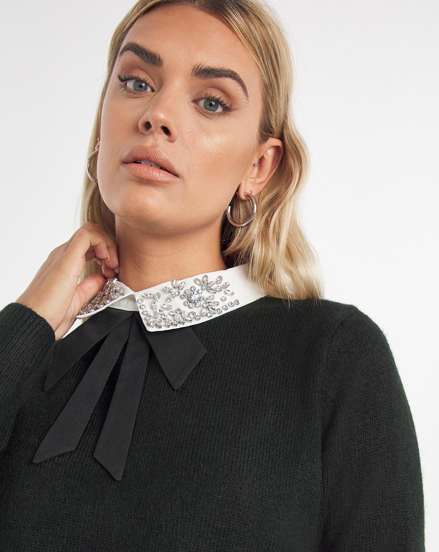 Diamante Collar Detail Jumper | Fashion 