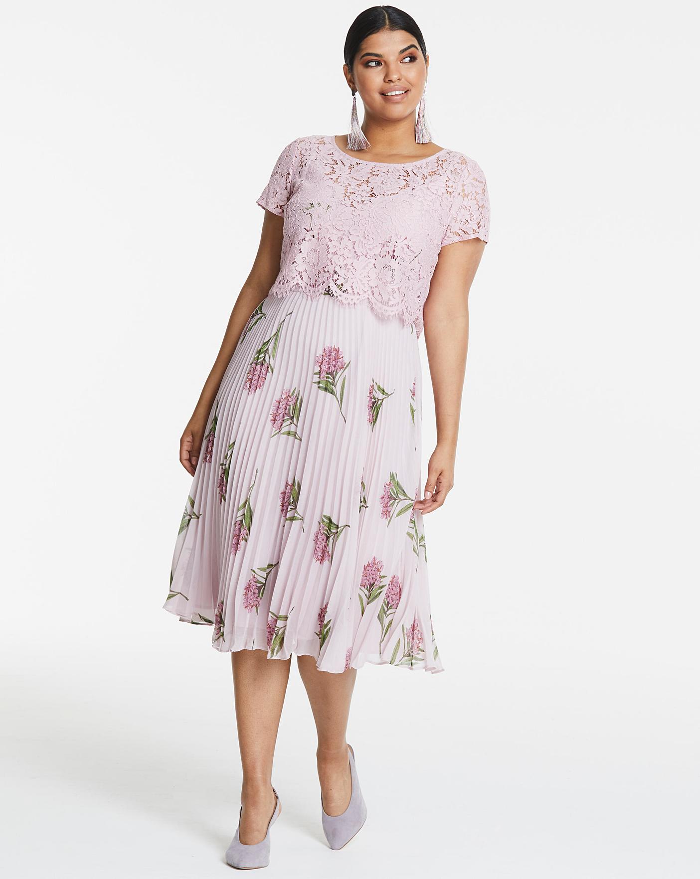 oasis floral pleated midi dress