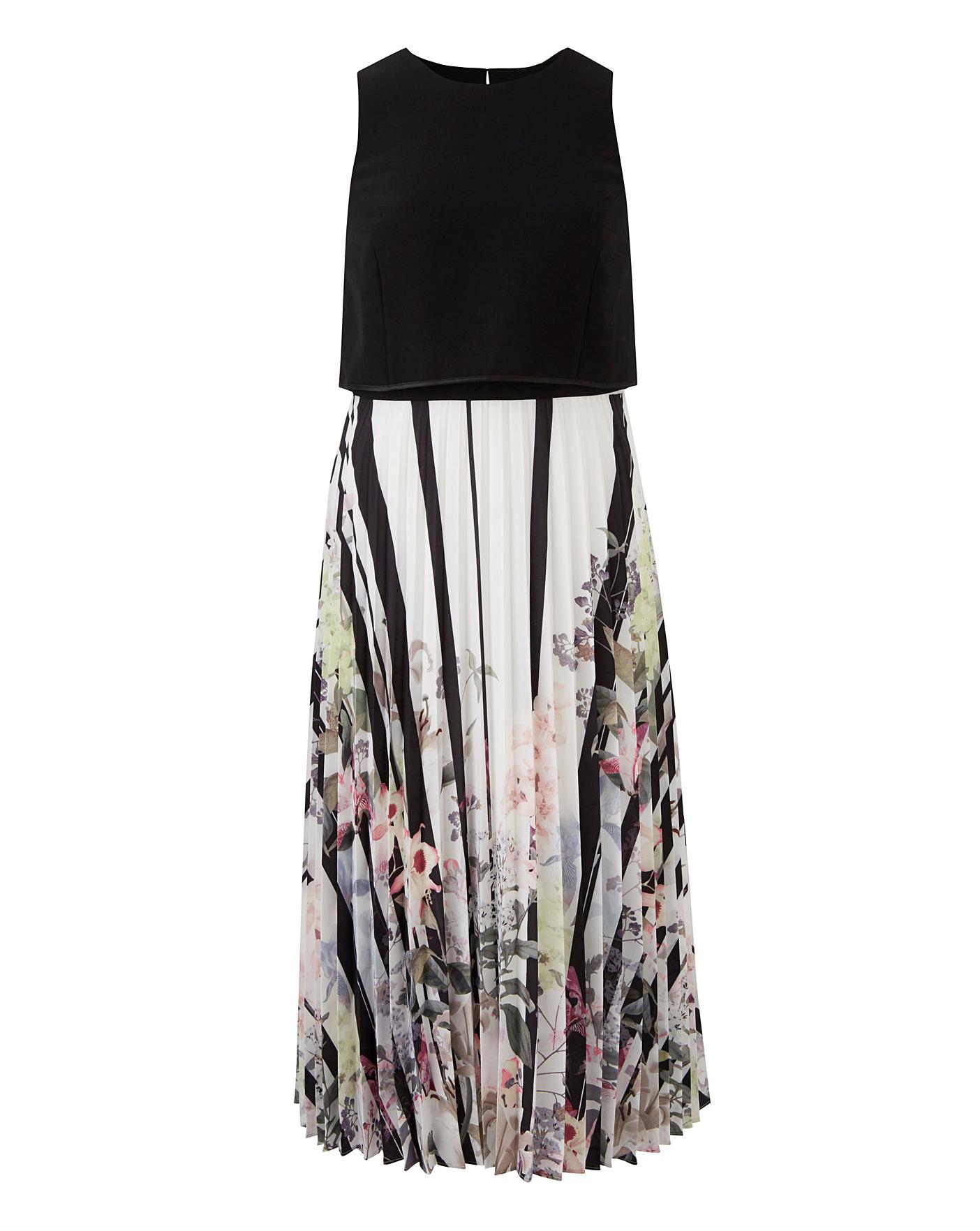 coast bailey print pleated dress