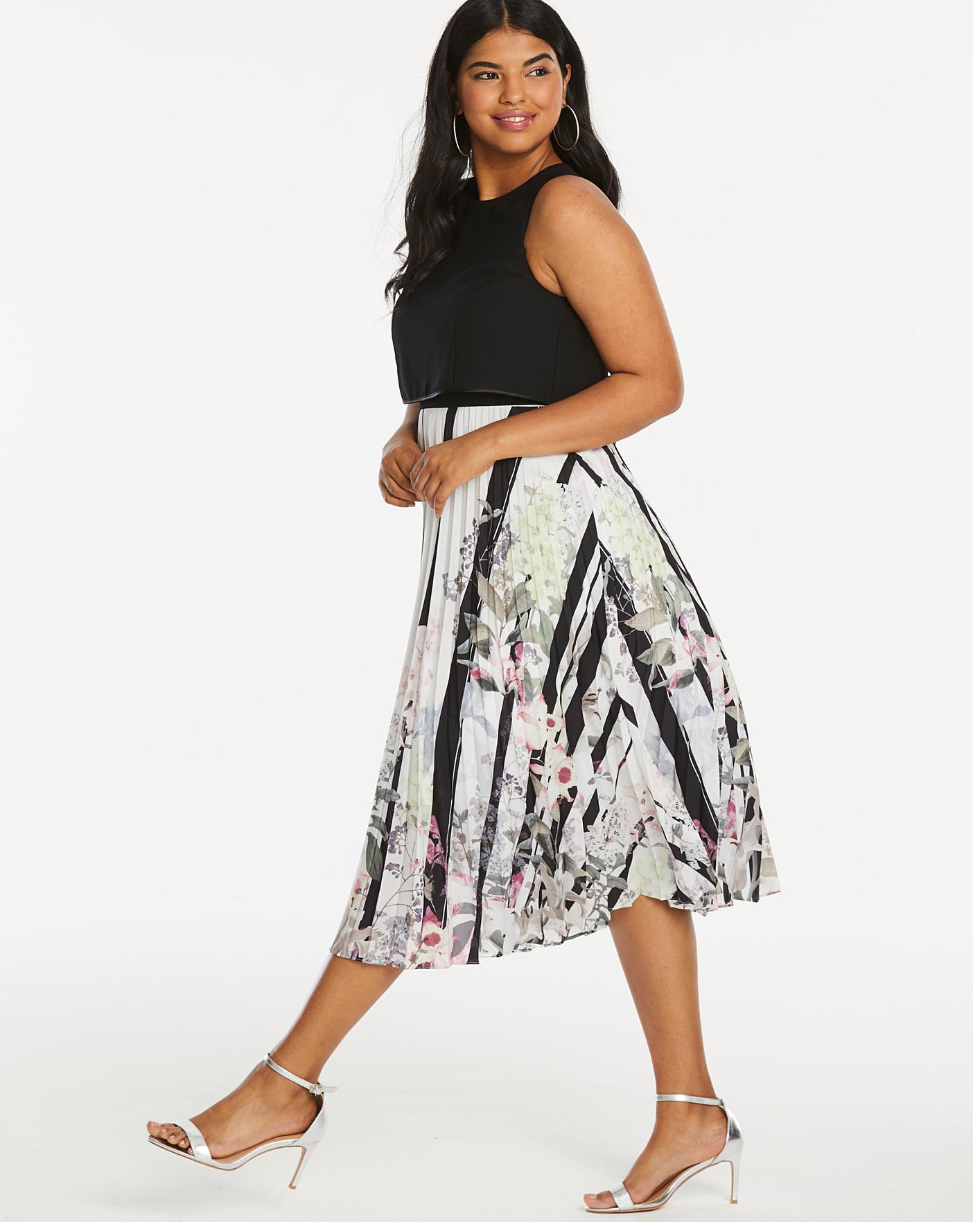 coast bailey print pleated dress