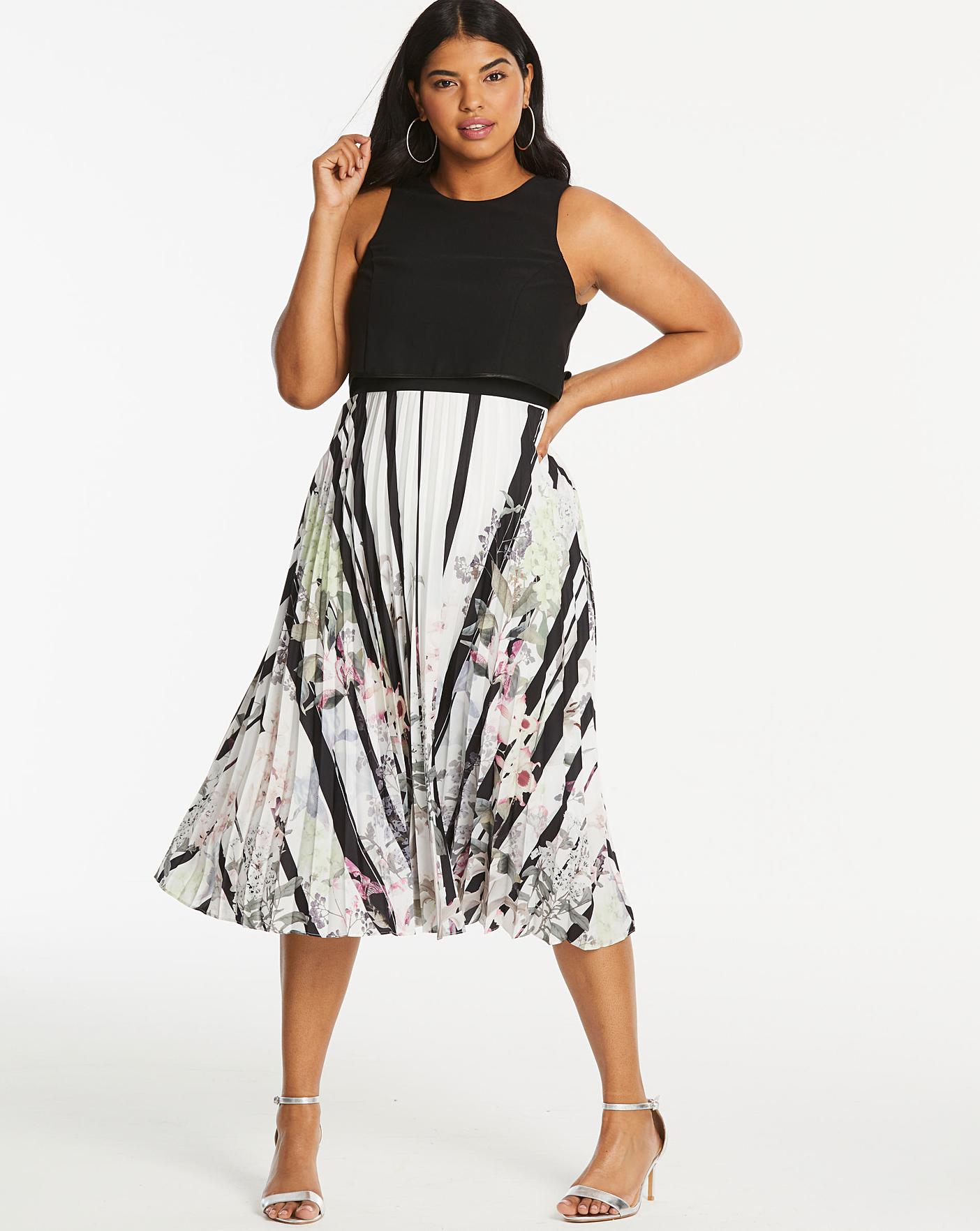 coast bailey print pleated dress