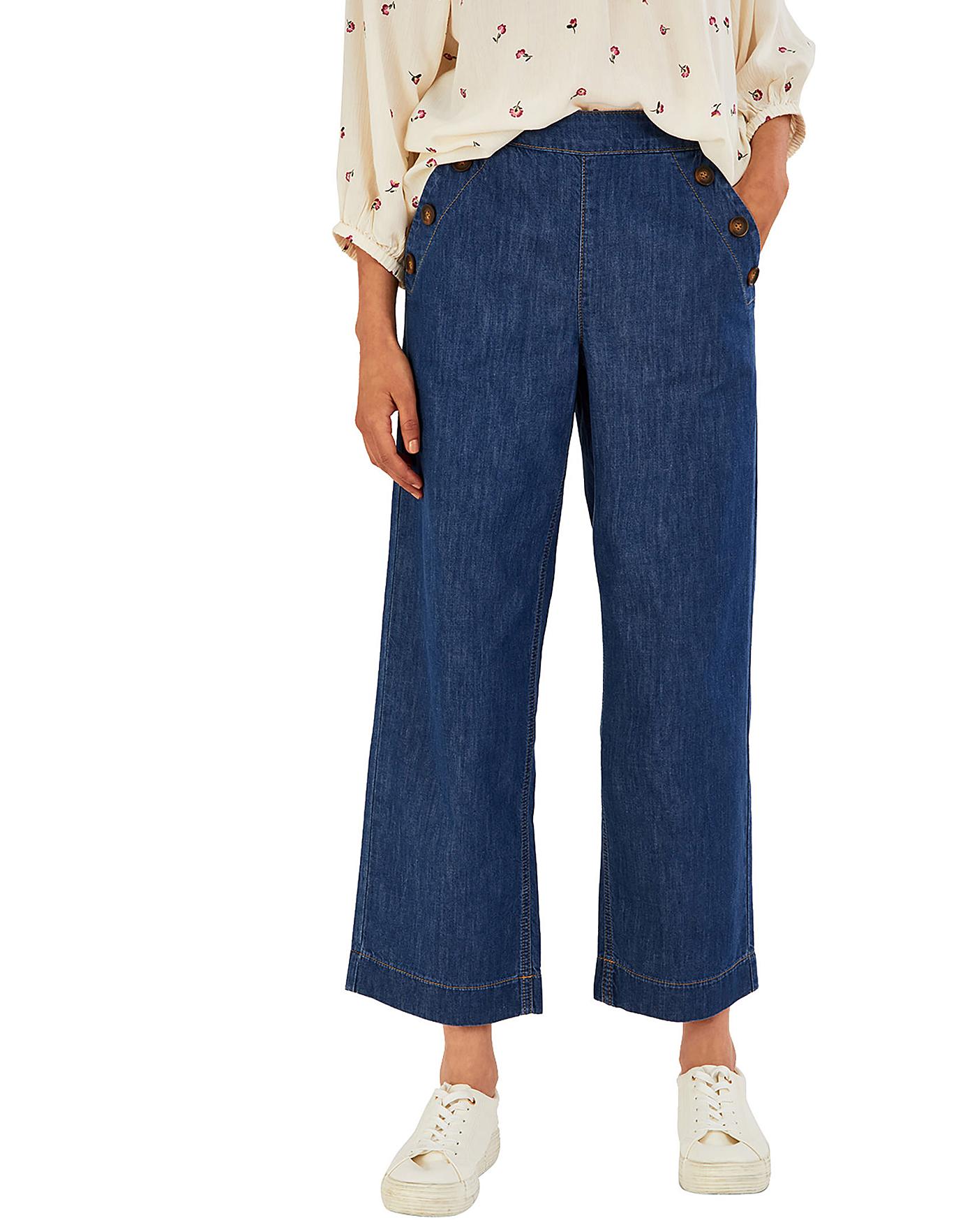 Monsoon Denim Pull On Crop Flared Jeans | Simply Be