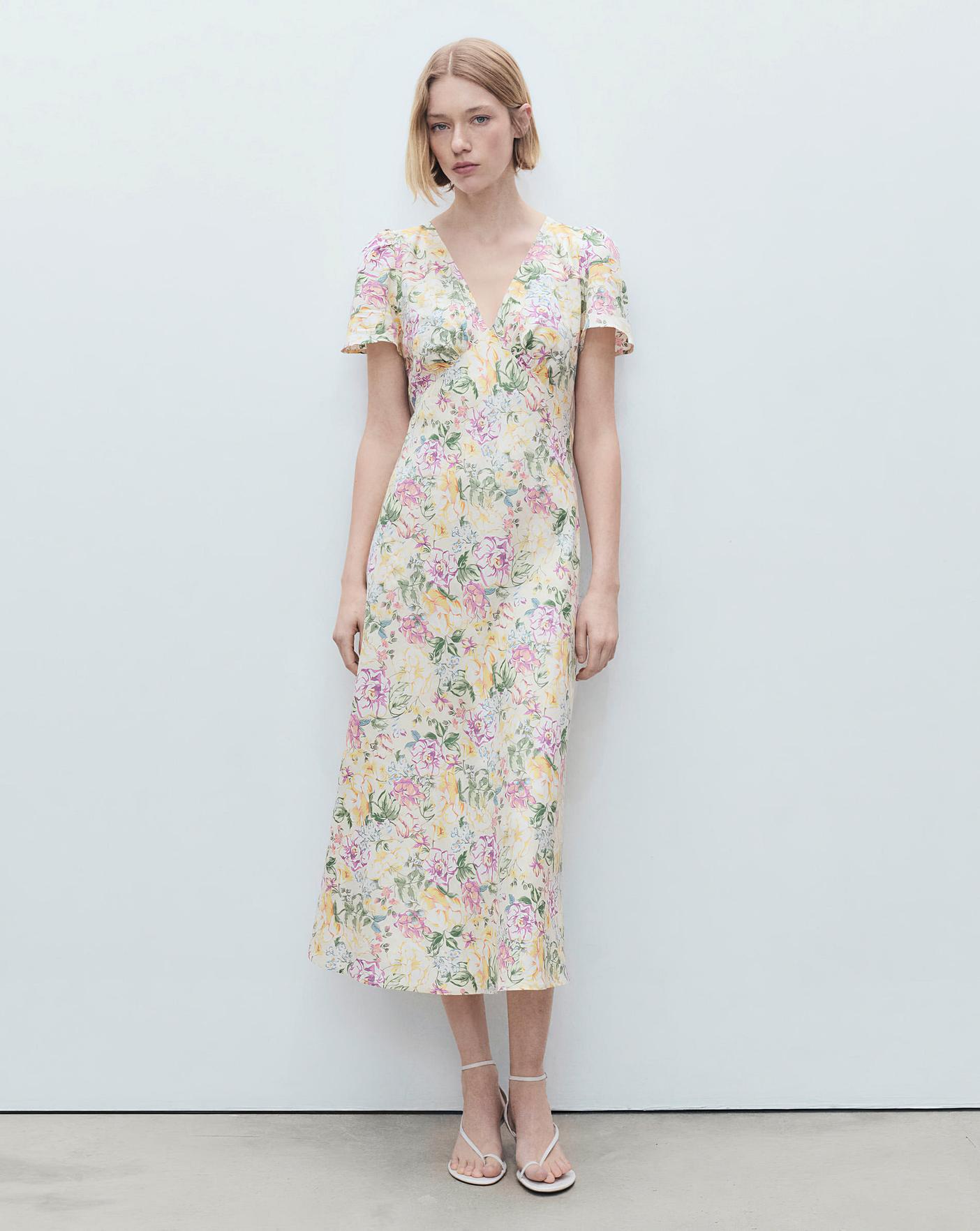 knee length dresses for ladies Mango Ditsy Floral Milkmaid Midi Dress  Ragstock