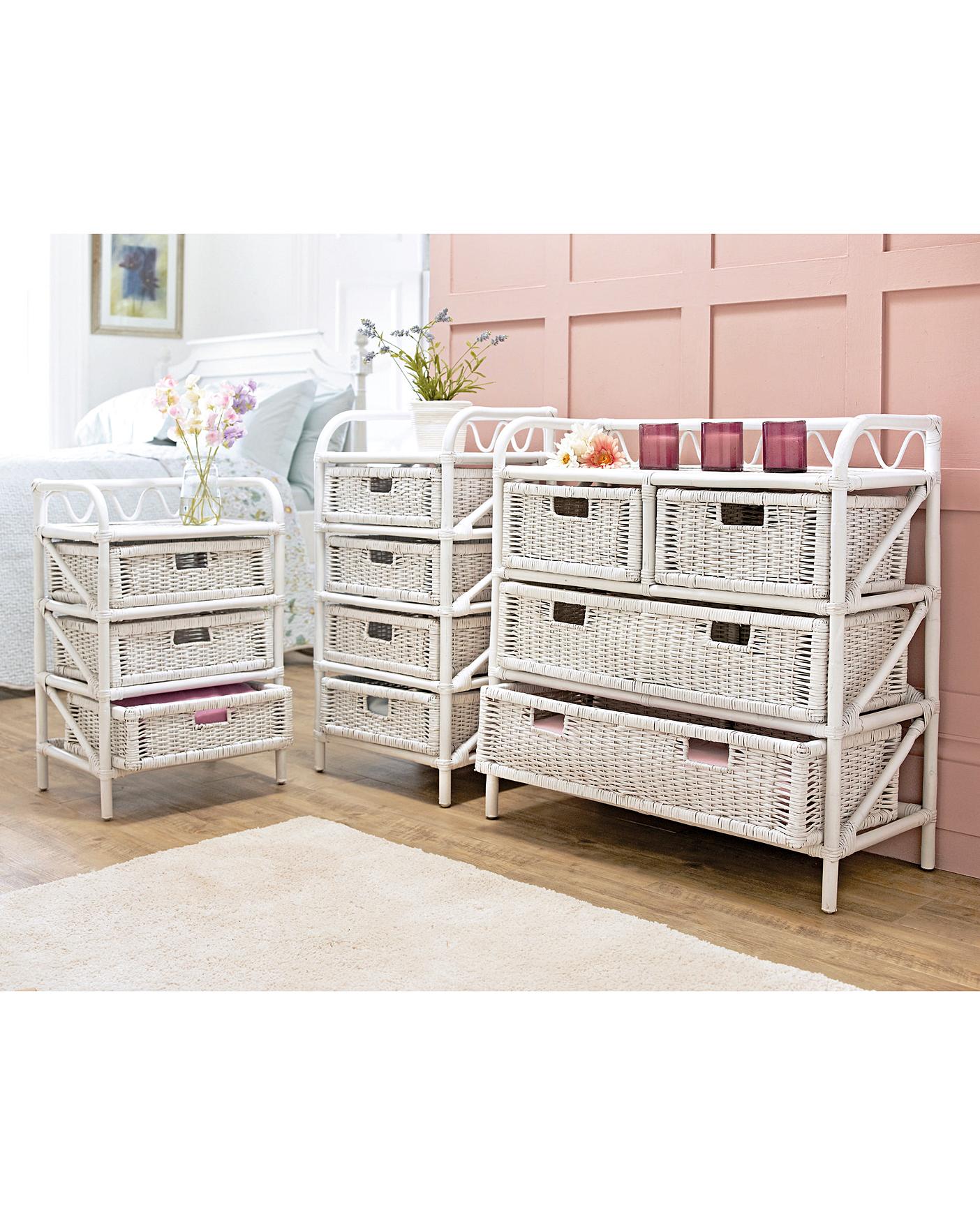 White Wicker Drawer Units 3 Drawer Simply Be