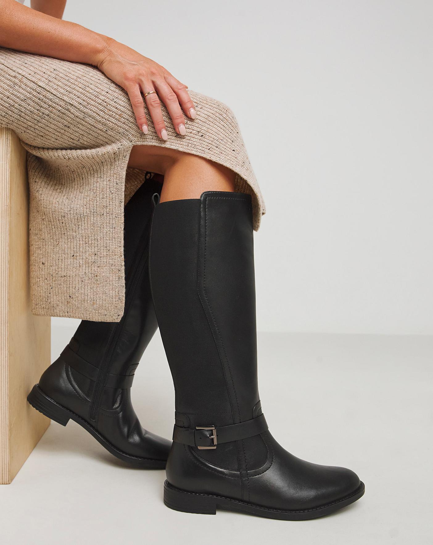 Fashion calf length boots wide fit