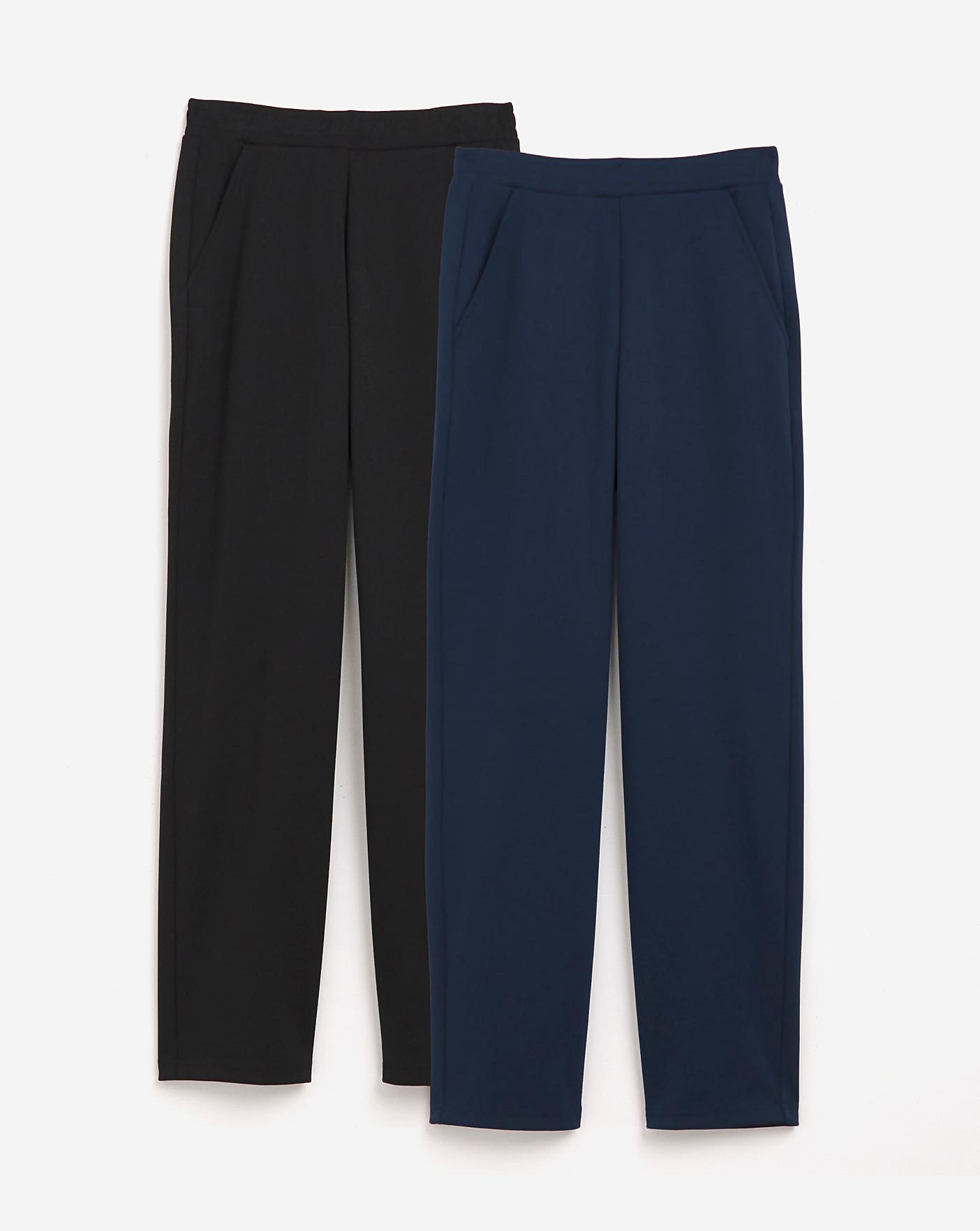 2 Pack Pull On Tapered Trousers