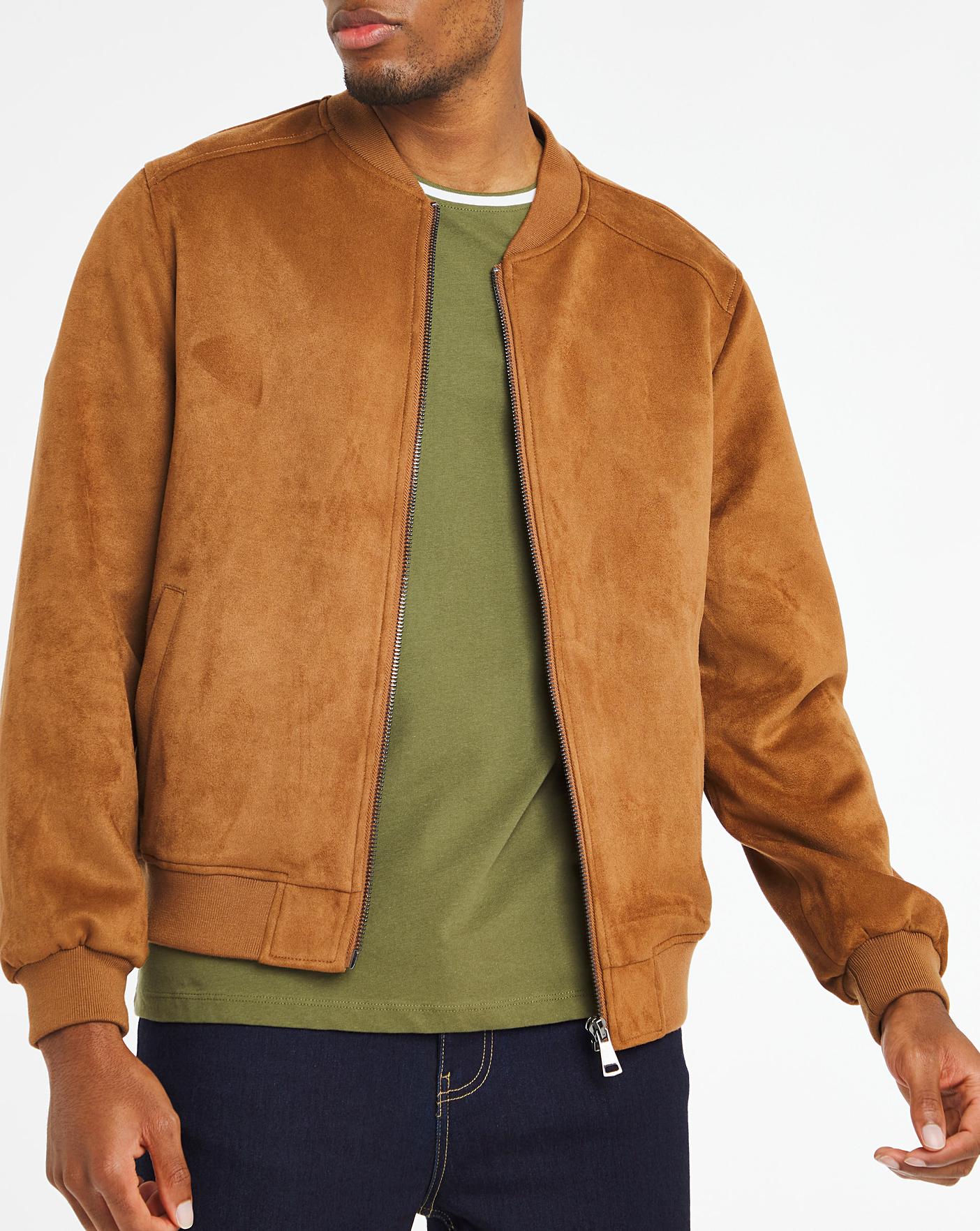 tan suede bomber