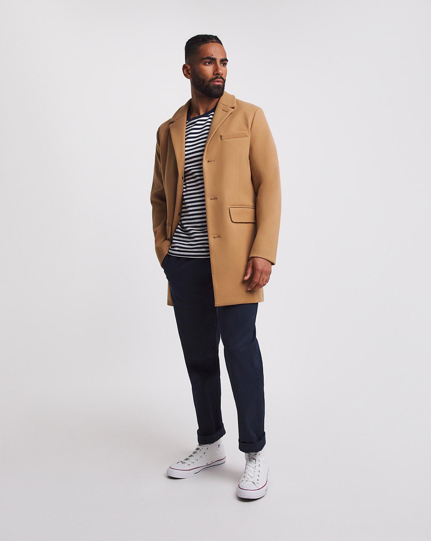 Mens long camel outlet overcoat