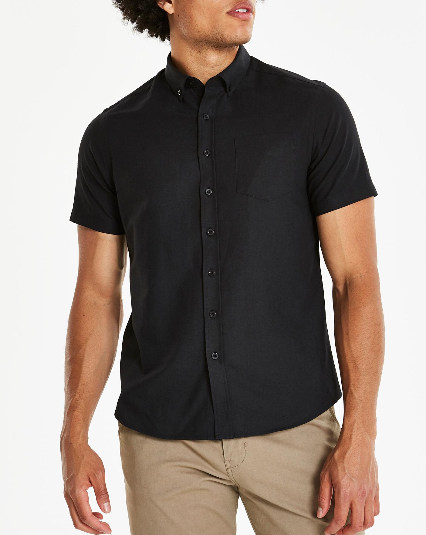 Black Short Sleeve Oxford Shirt | Premier Man