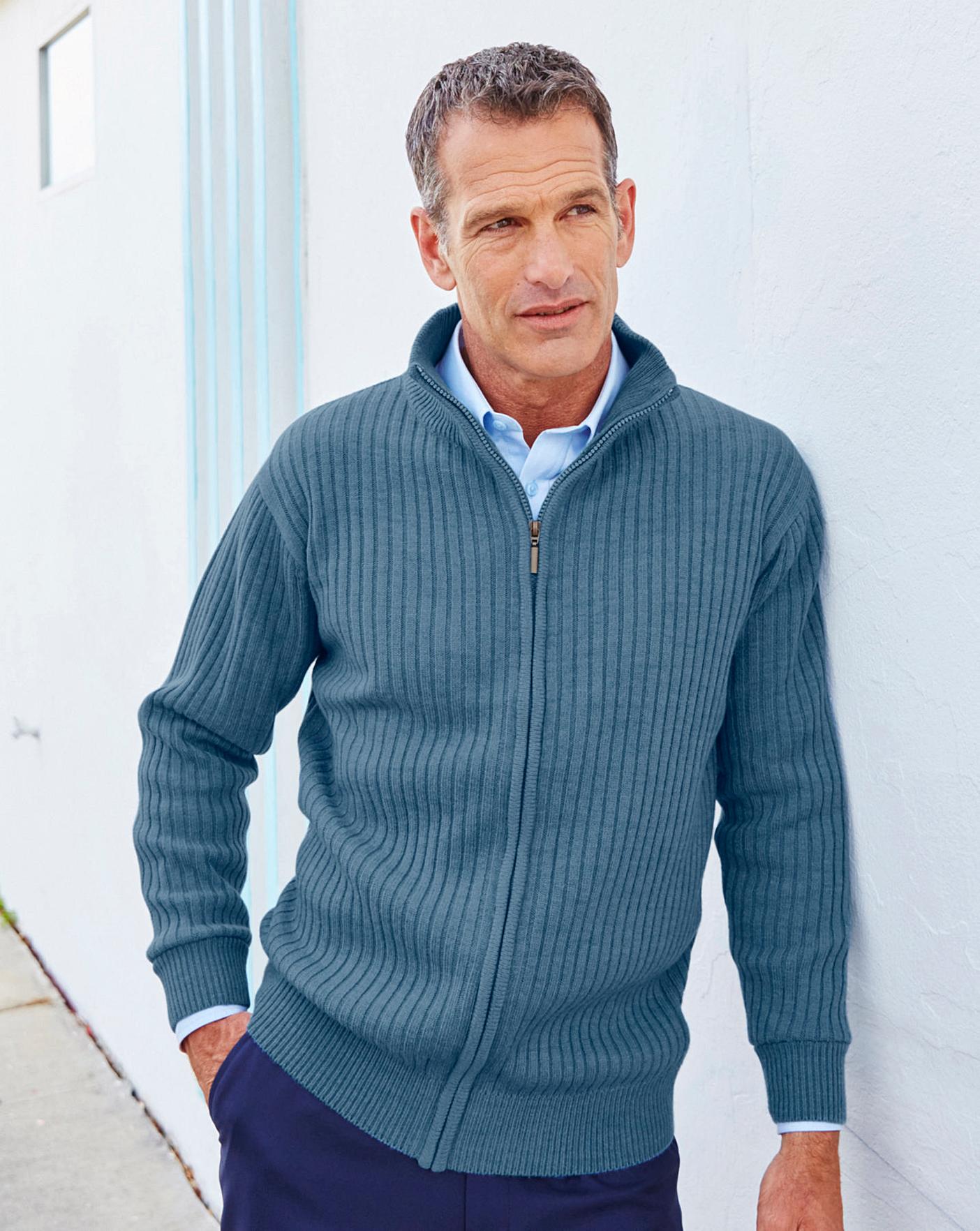 ribbed zip up cardigan