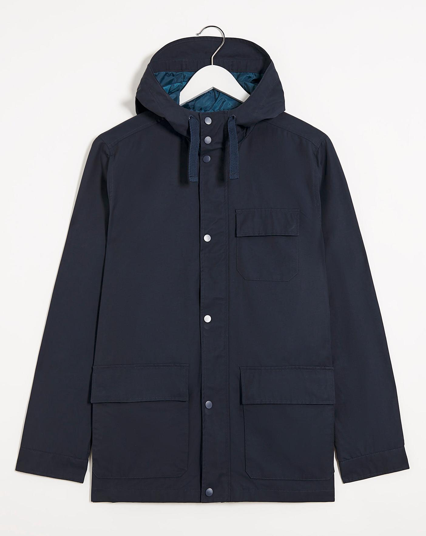 Mens navy hooded on sale jacket