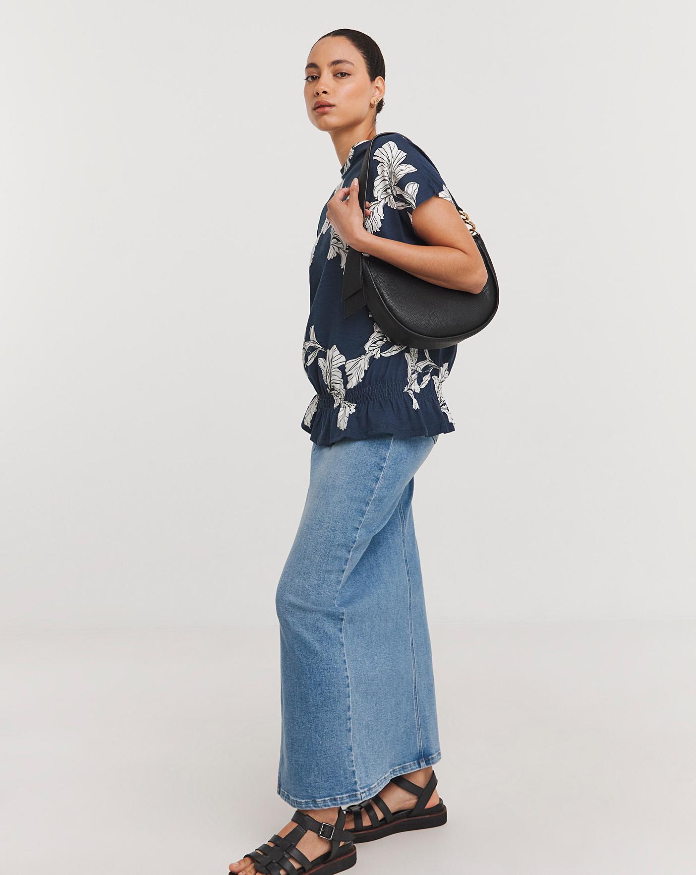 navy bubble hem top