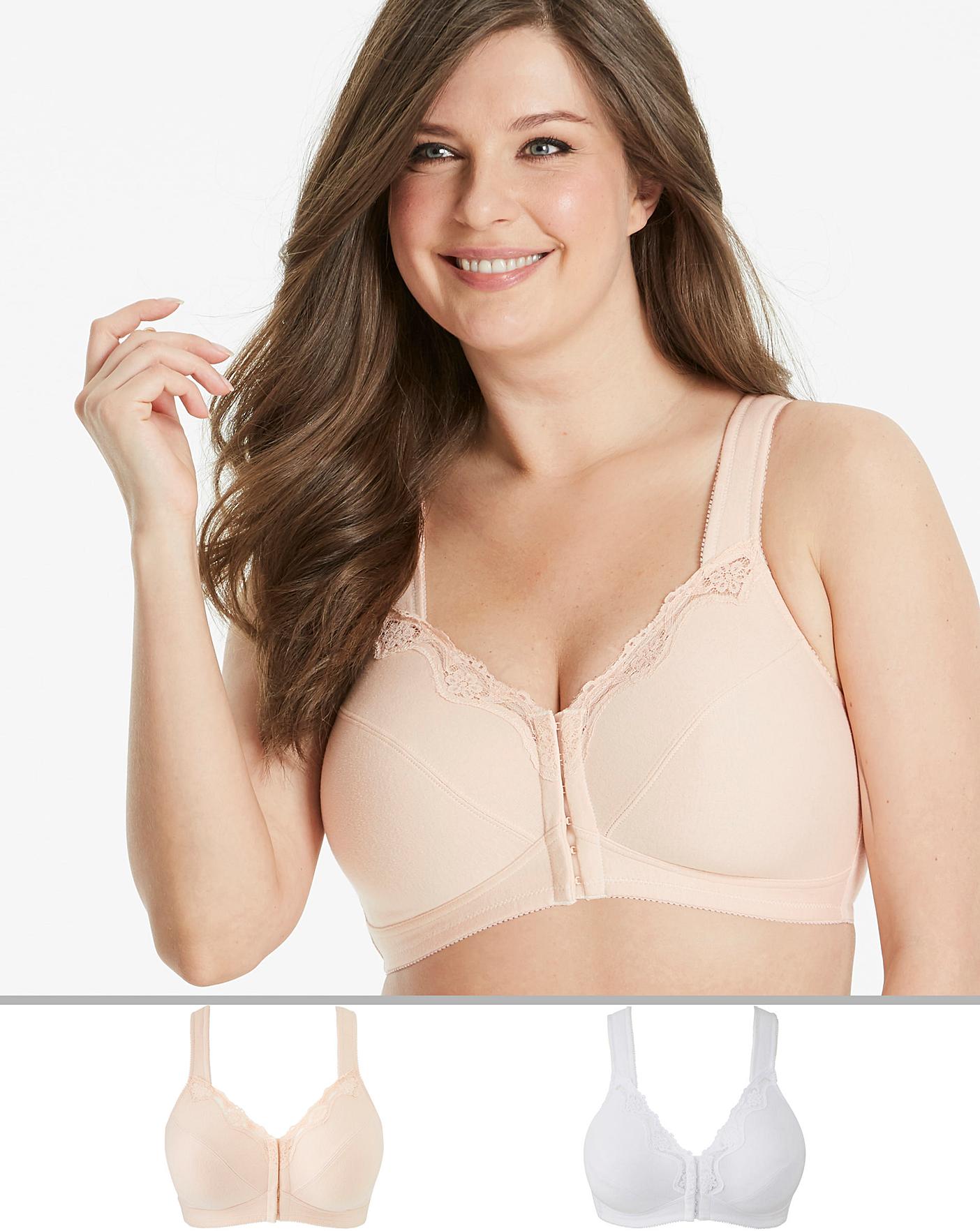 Pack of 2 Cotton Front Fastening Bras