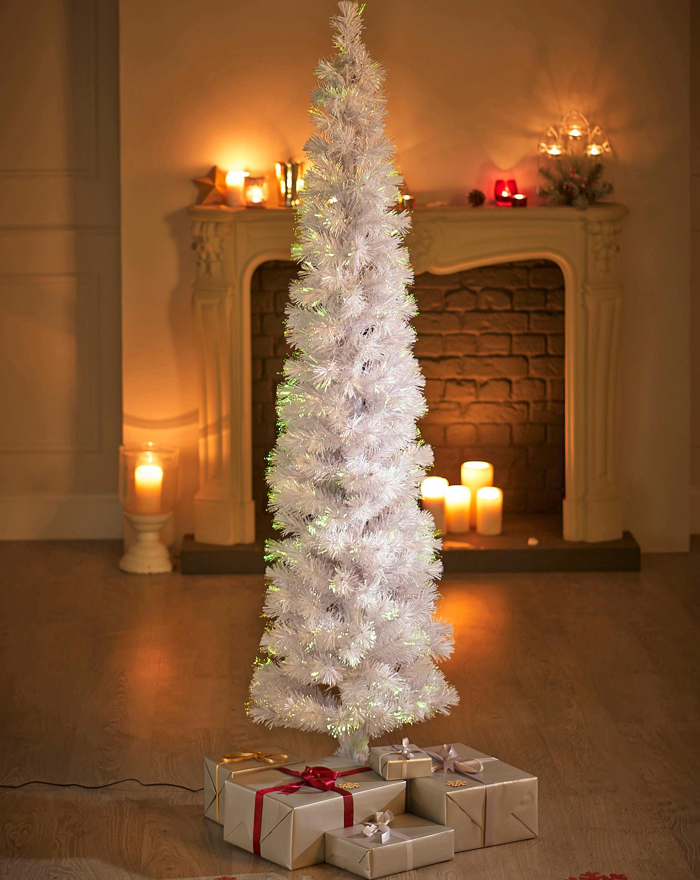 White Fibre Optic Pencil Tree J D Williams