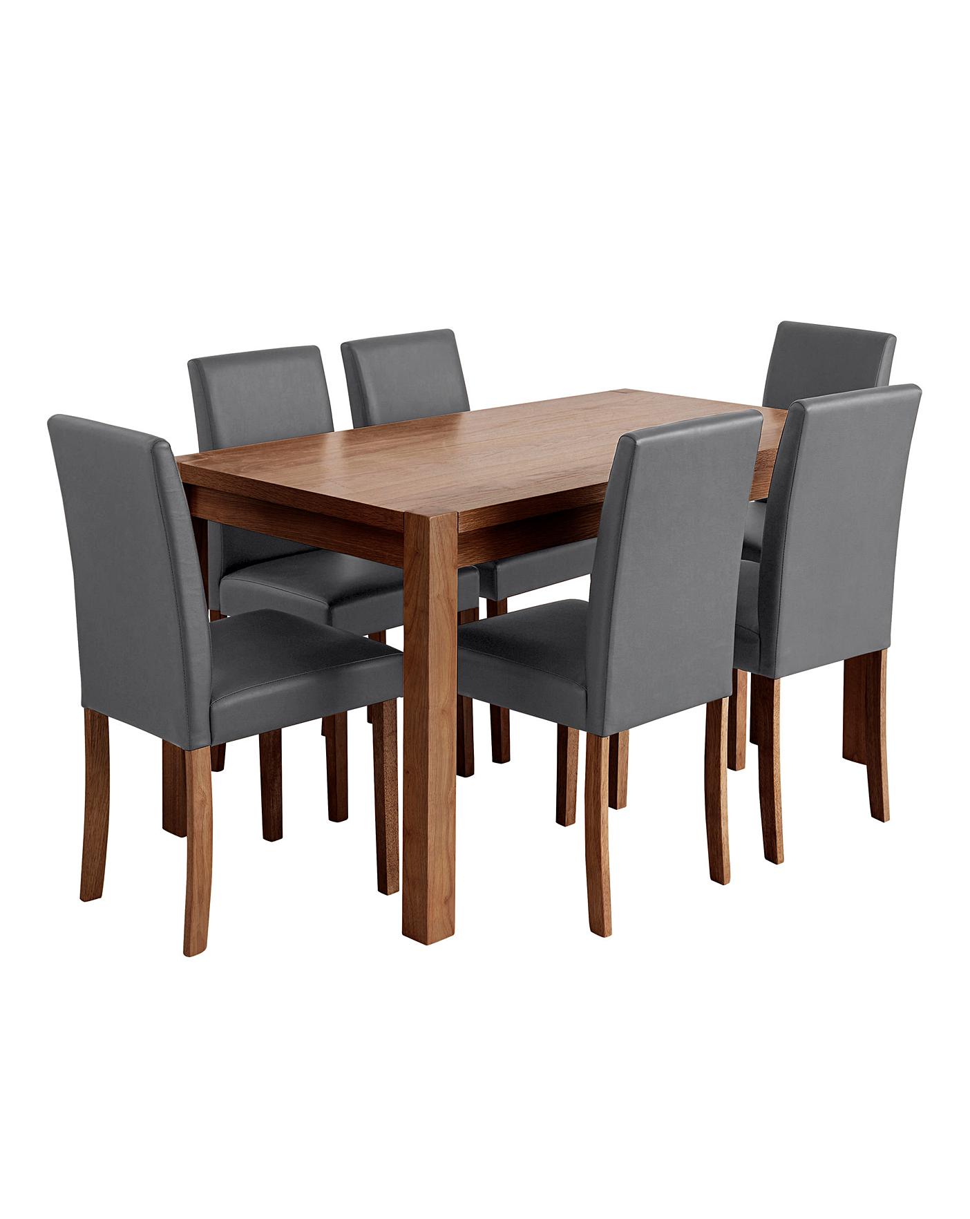 Oakham Dining Table And 6 Mia Chairs Home Beauty Gift Oakham Oak Square Dining Table And 6 Mia Faux Leather Chairs