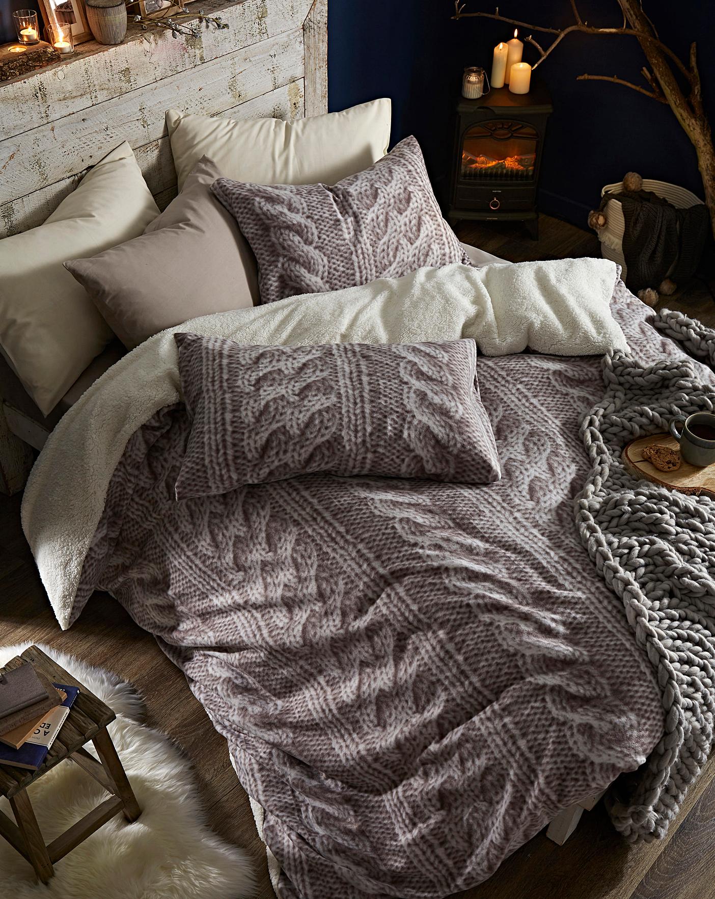 Cable Knit Fleece Duvet Cover Set Jacamo