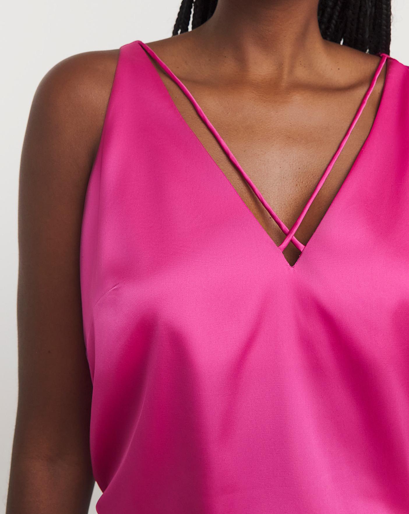 Hot Pink Satin Criss Cross Vest