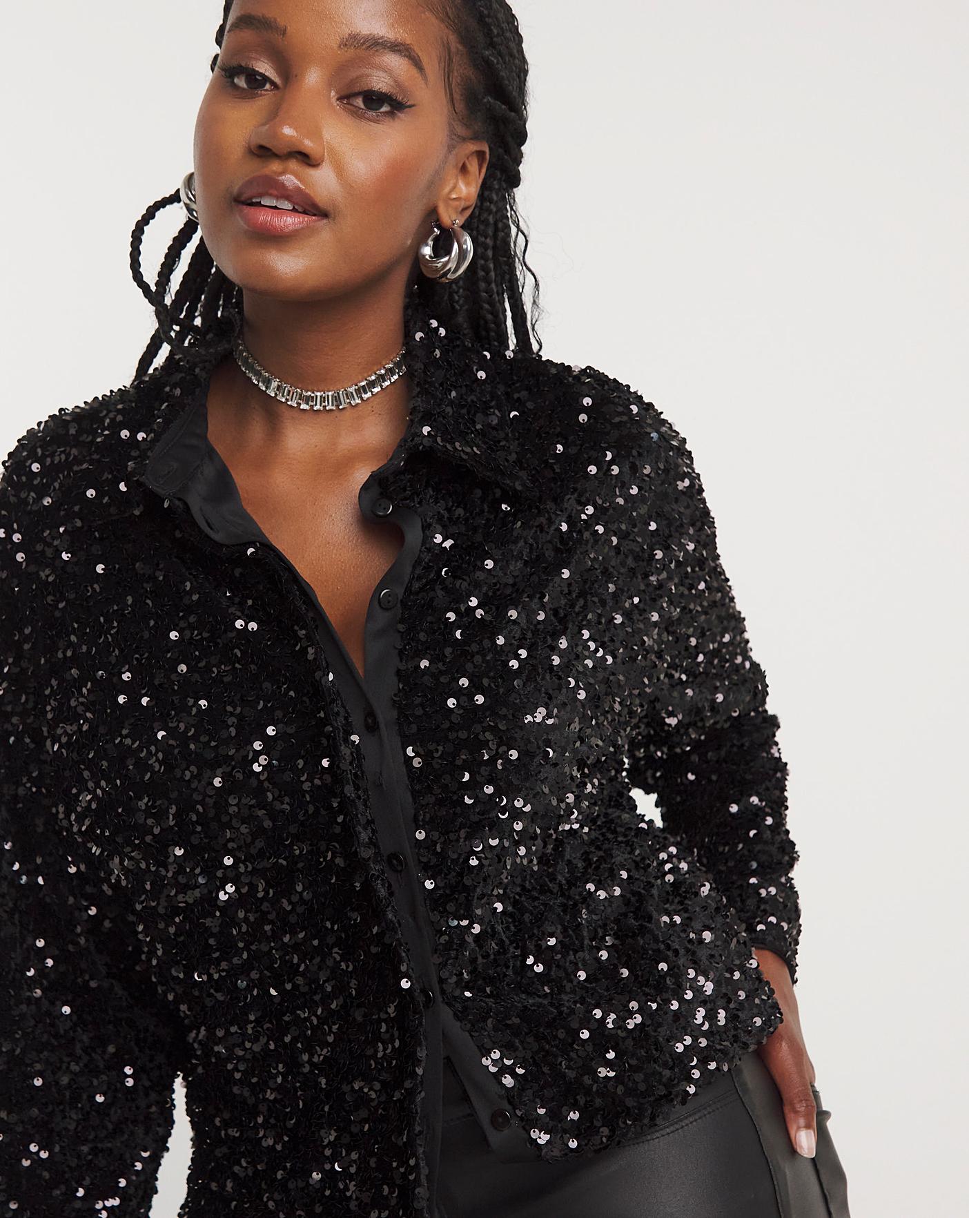 Black shop sequin shirt