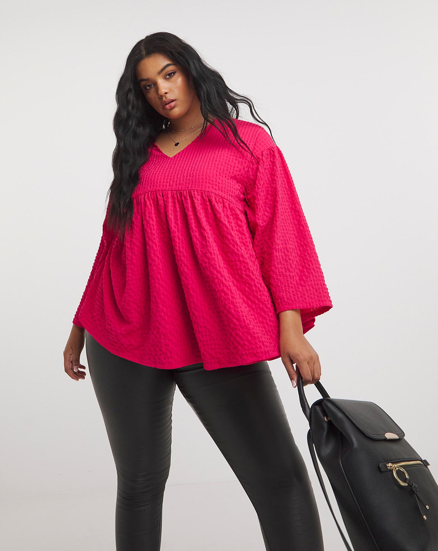Pink Textured V Neck Blouse | Crazy Clearance