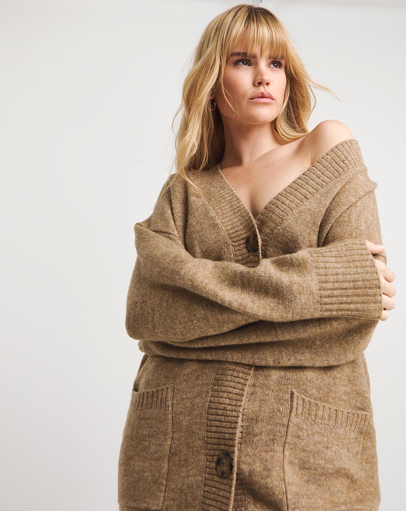 Camel Boyfriend Cardigan Simply Be