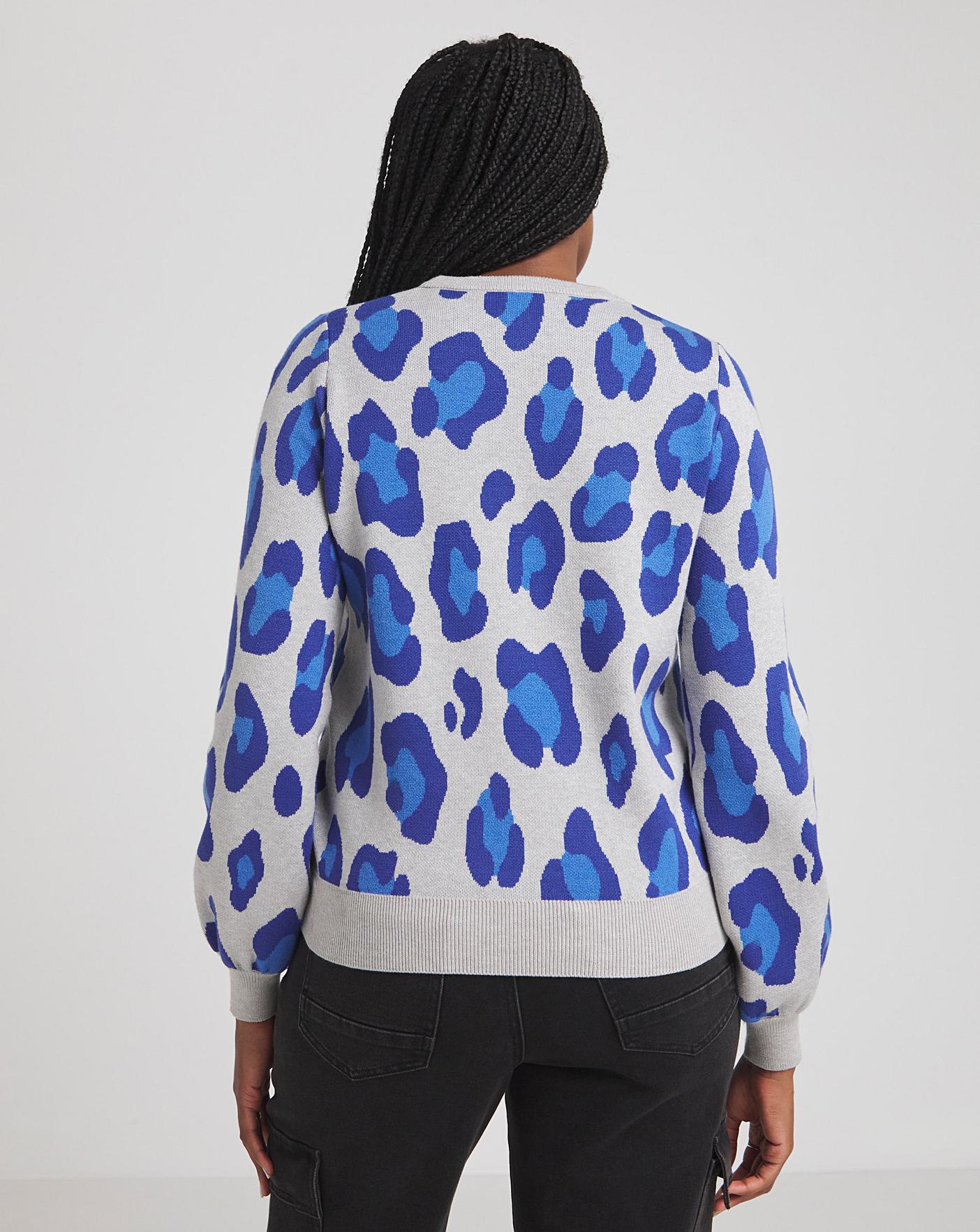 Blue shop leopard jumper