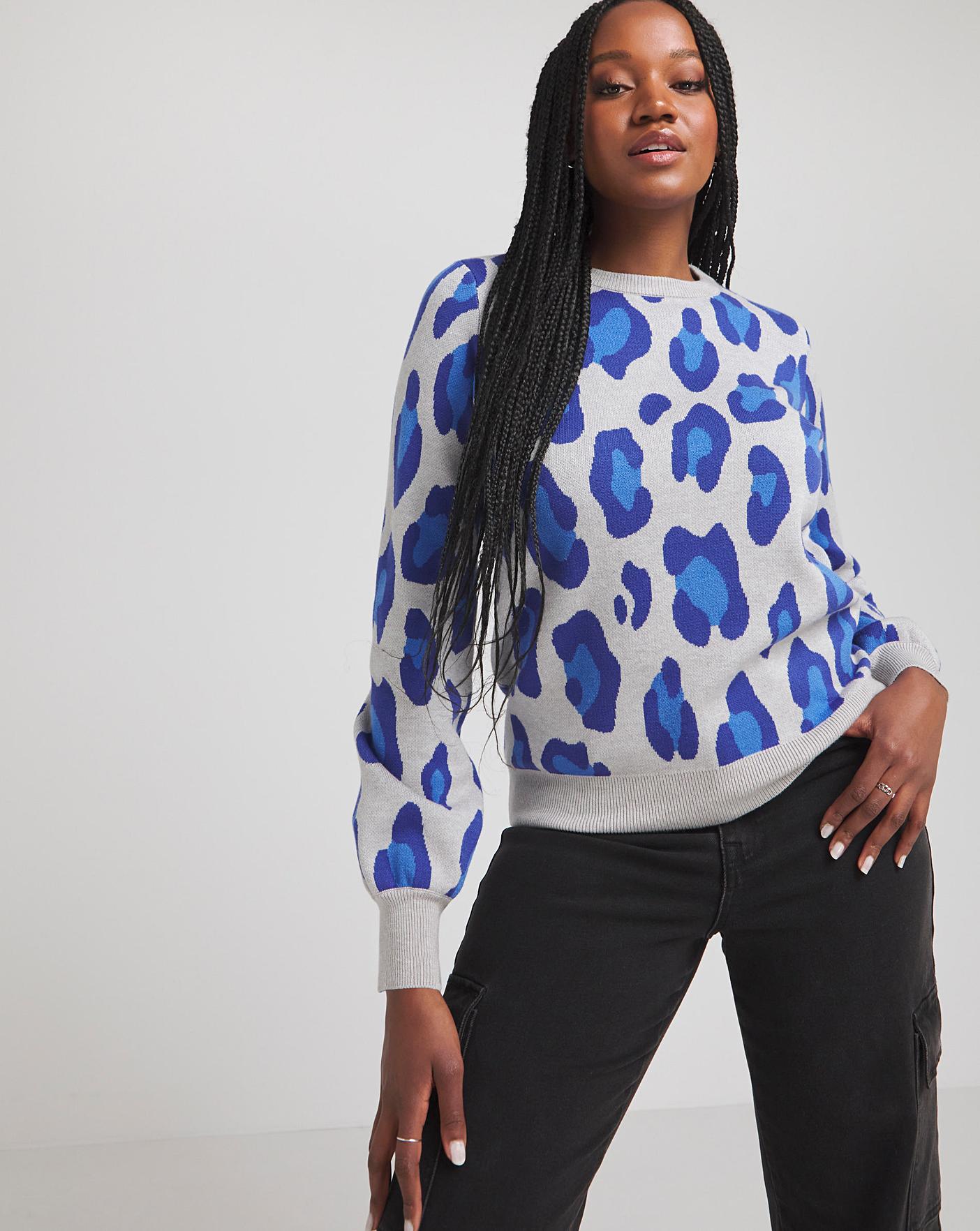 Blue Leopard Pattern Jumper | Simply Be