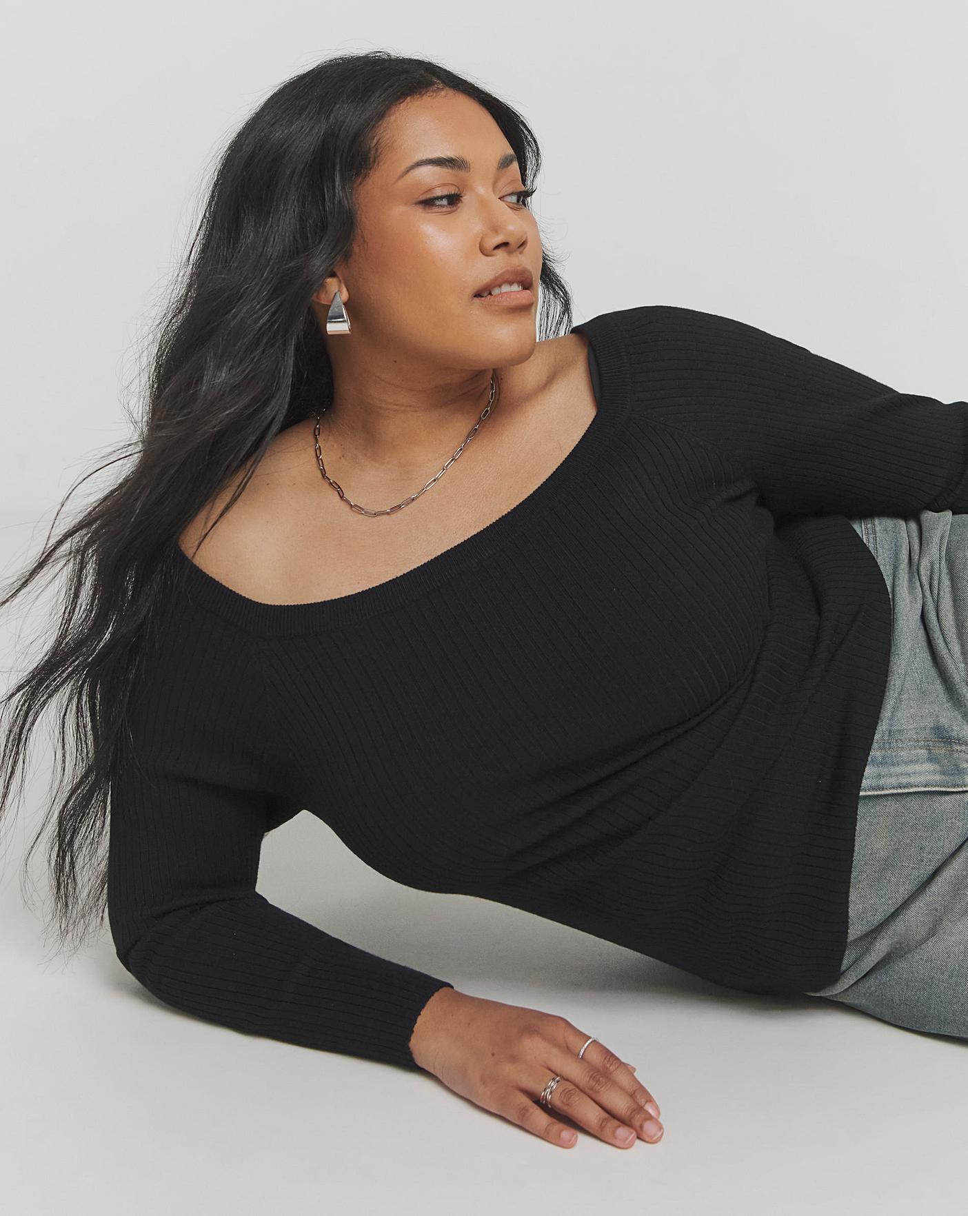 Black Simply Be Cold Shoulder Tops Women's Simply Vera Vera Wang