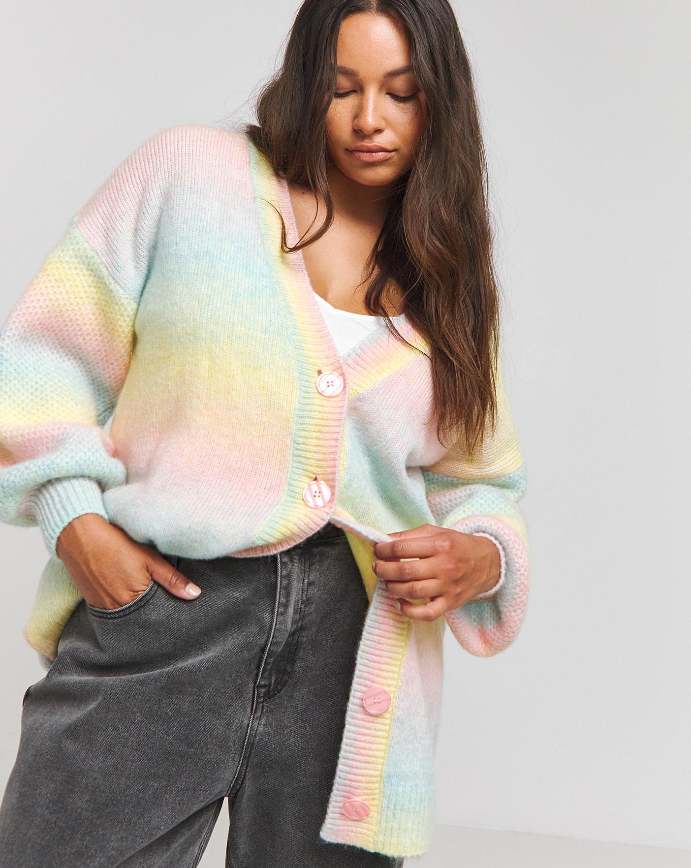 Rainbow Ombre Boyfriend Cardigan Simply Be