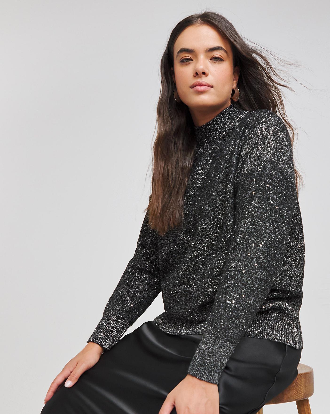 Black Sequin Jumper Simply Be