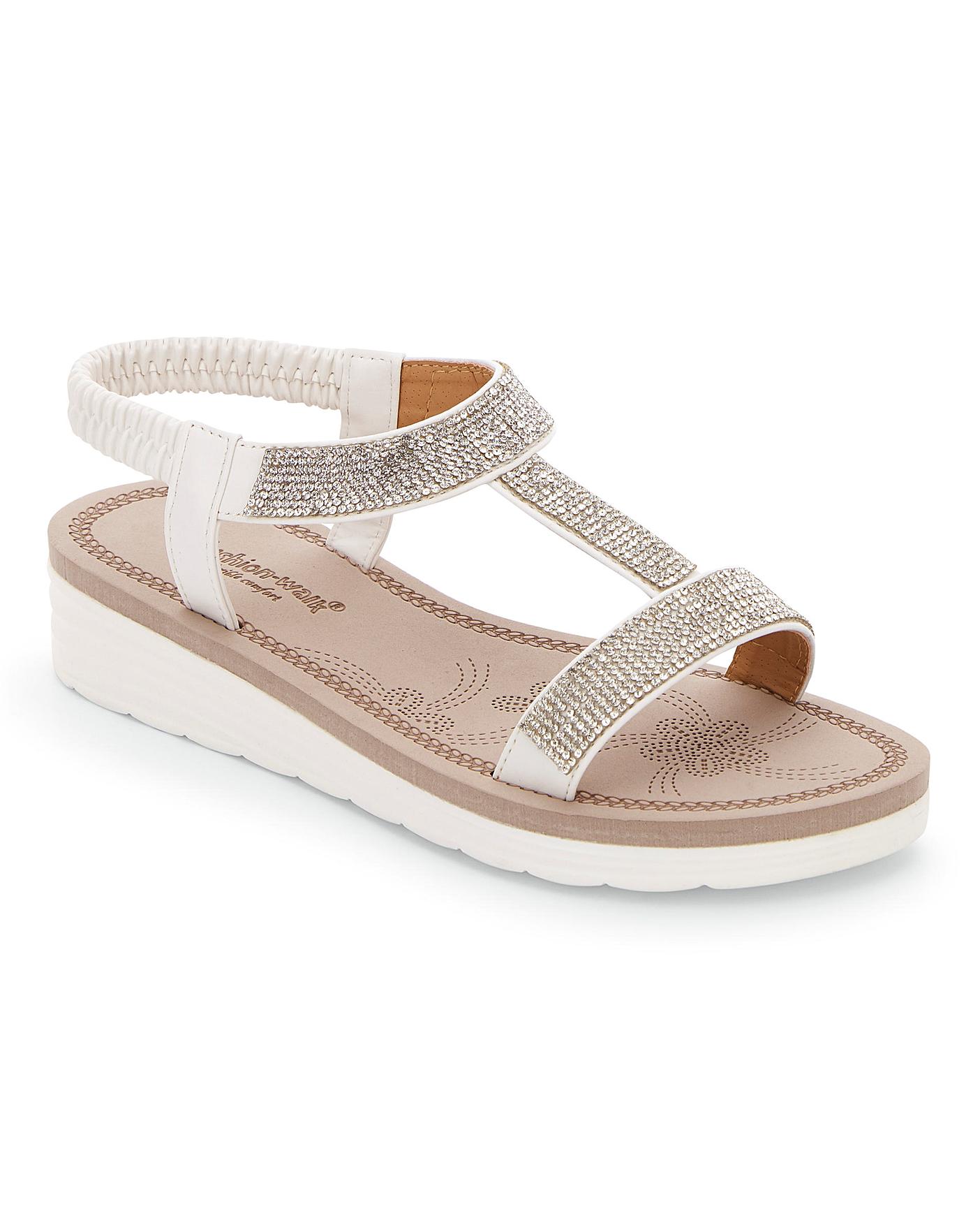 Cushion Walk Diamante Sandals E Fit | Crazy Clearance