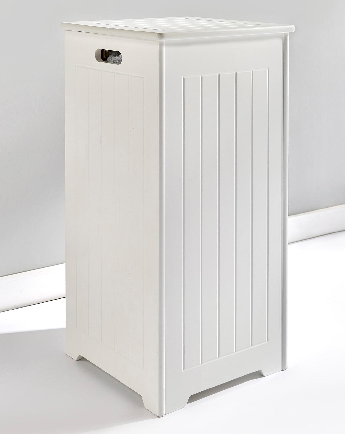Wooden Laundry Basket, White Wooden Laundry Bin With Lid