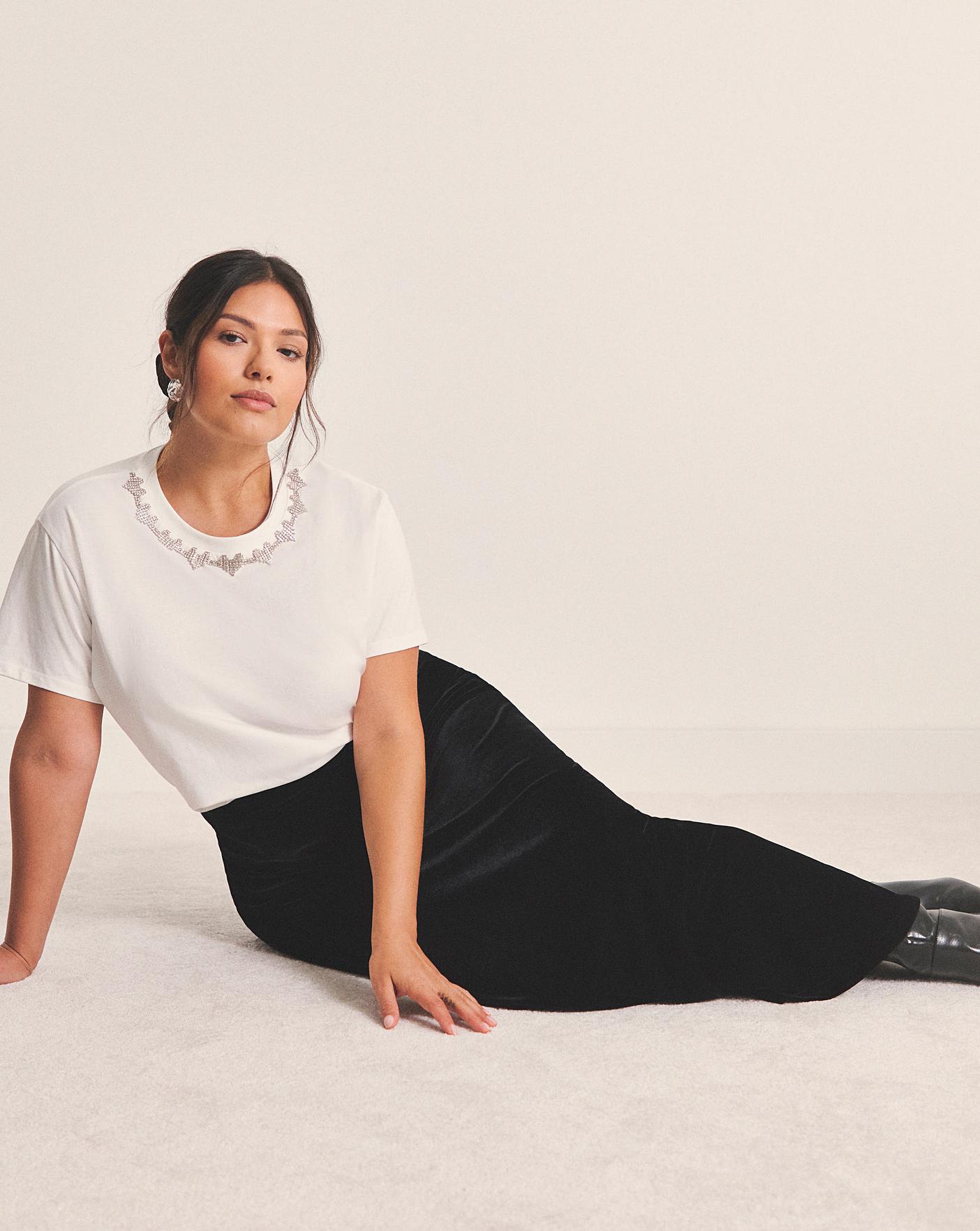 Simply Be Velour Midaxi Skirt | Oxendales