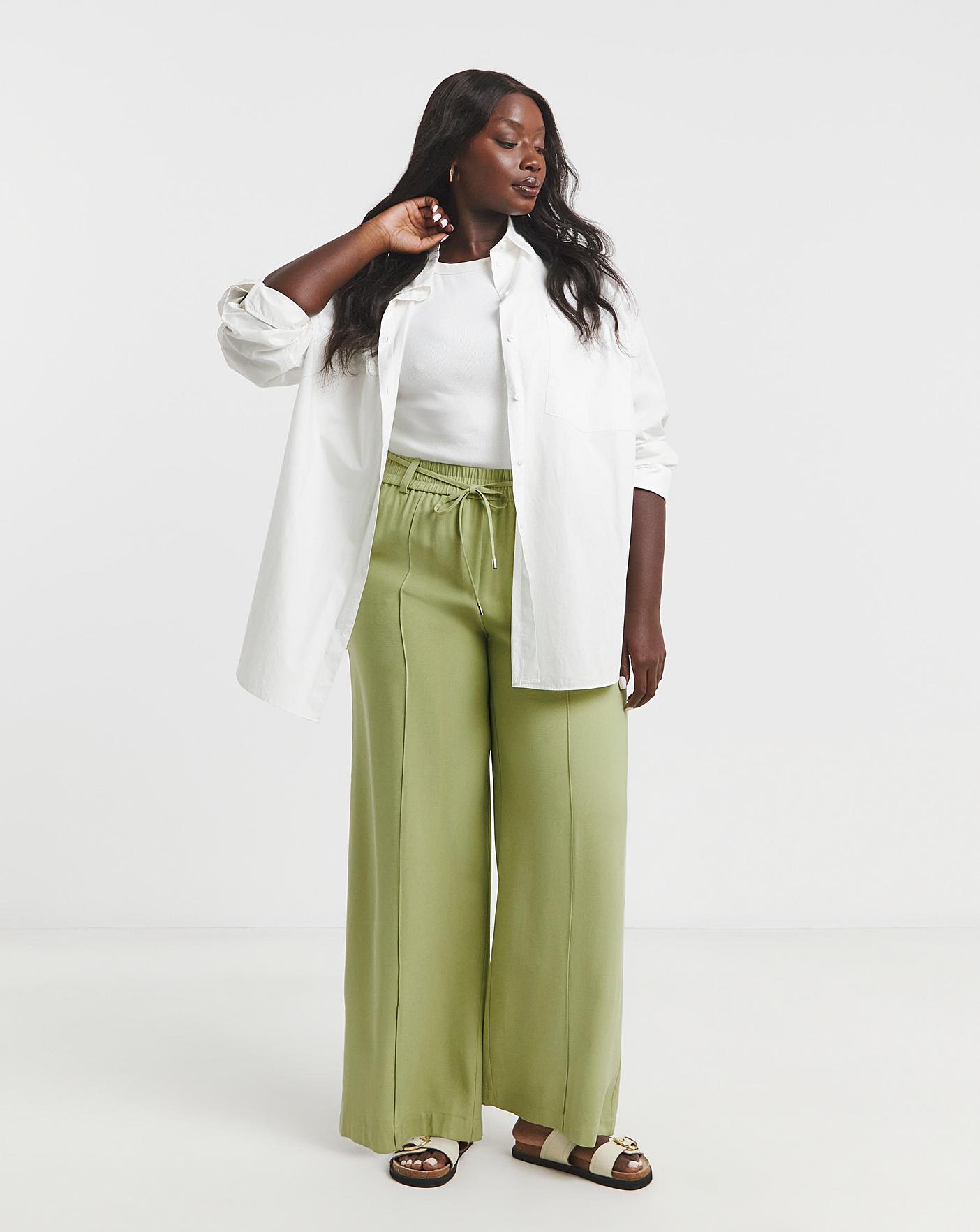 Simply Be Olive Twill Wide Leg Trousers | Oxendales Simply Be Olive Twill Wide Leg Trousers | Oxendales