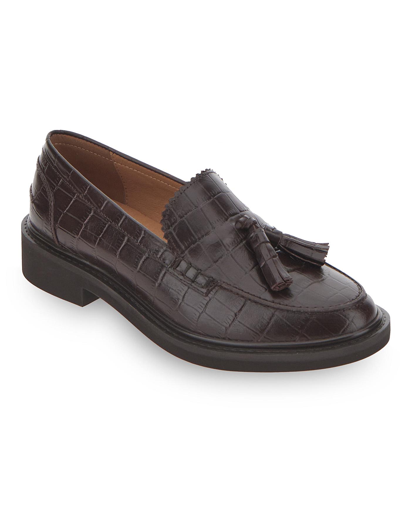 Leather Croc Print Tassel Loafer E Fit Oxendales