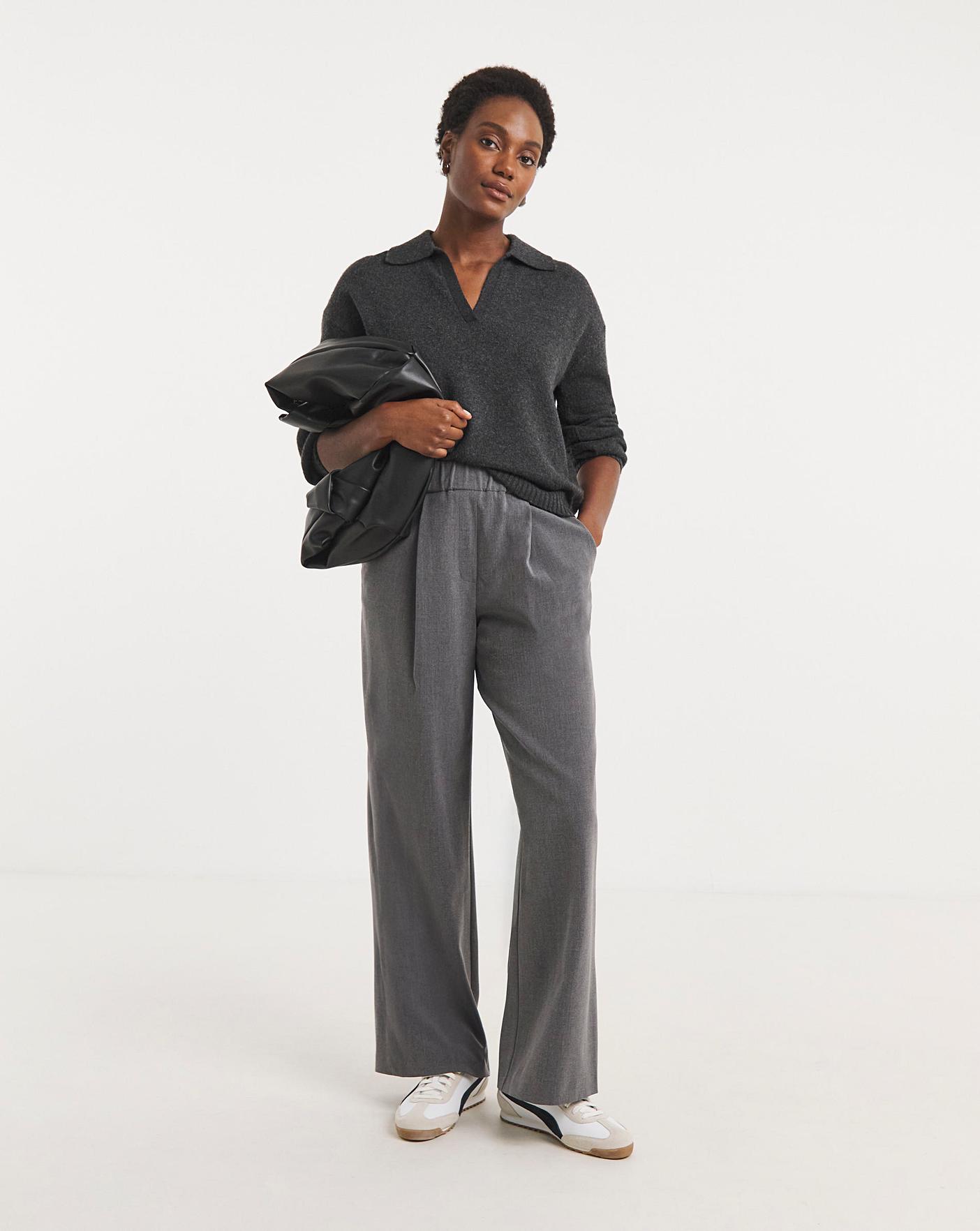 Pull On Elastic Waist Wide Trousers | Oxendales