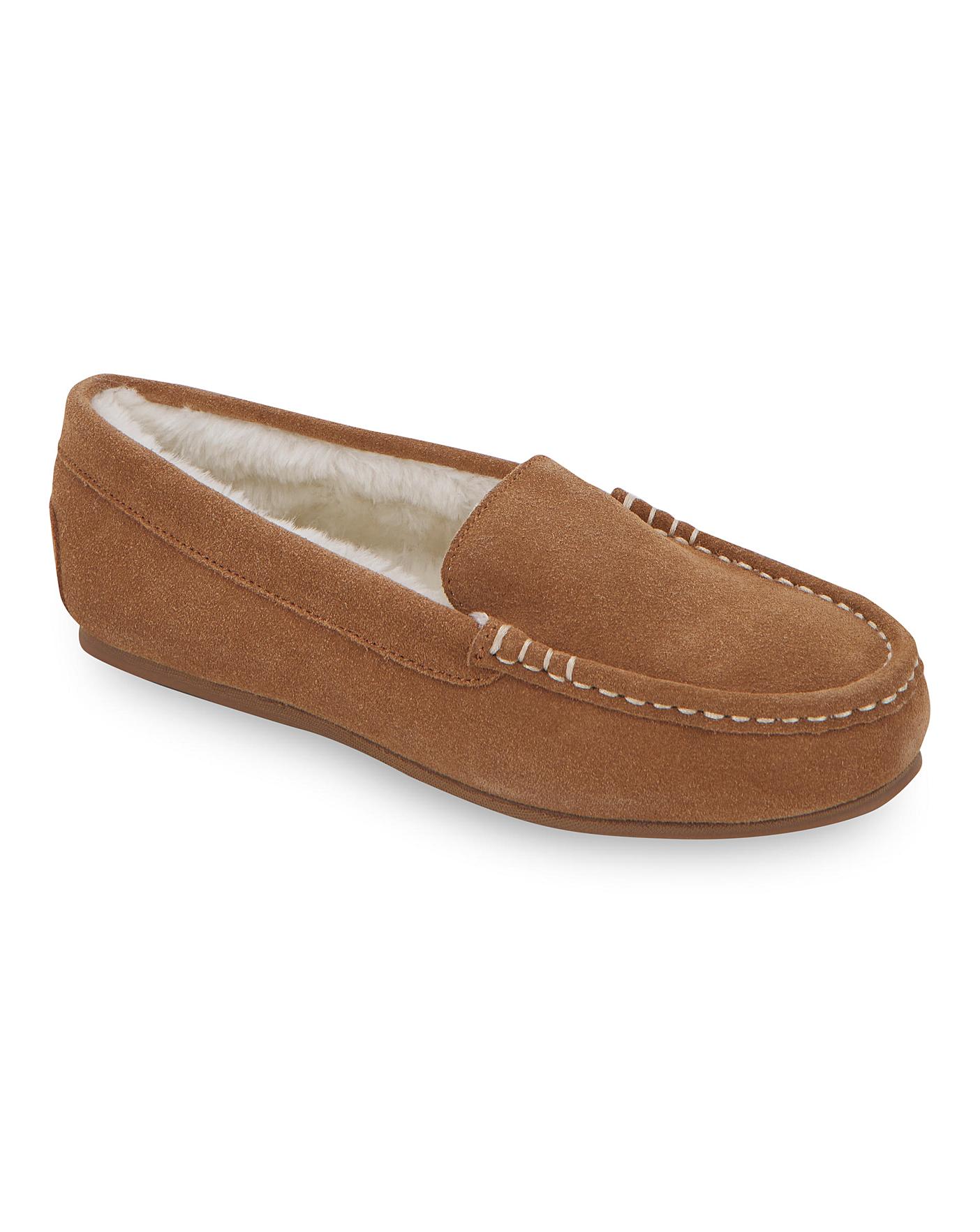 Classic Suede Moccasin Slipper EEE Fit Fashion World