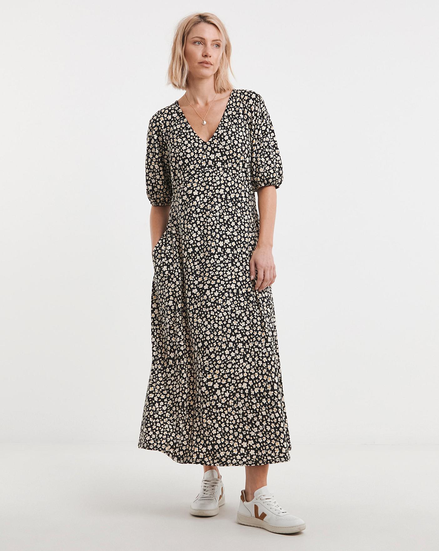 Bubble Sleeve Soft Touch Jersey Dress | Oxendales
