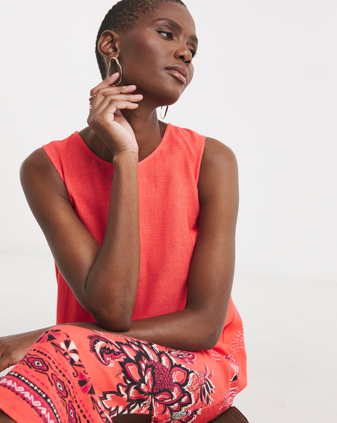 Linen Mix Midi Shift Dress | Oxendales