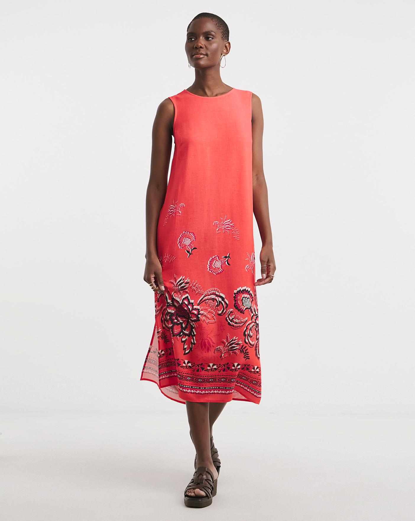 Linen Mix Midi Shift Dress | Oxendales