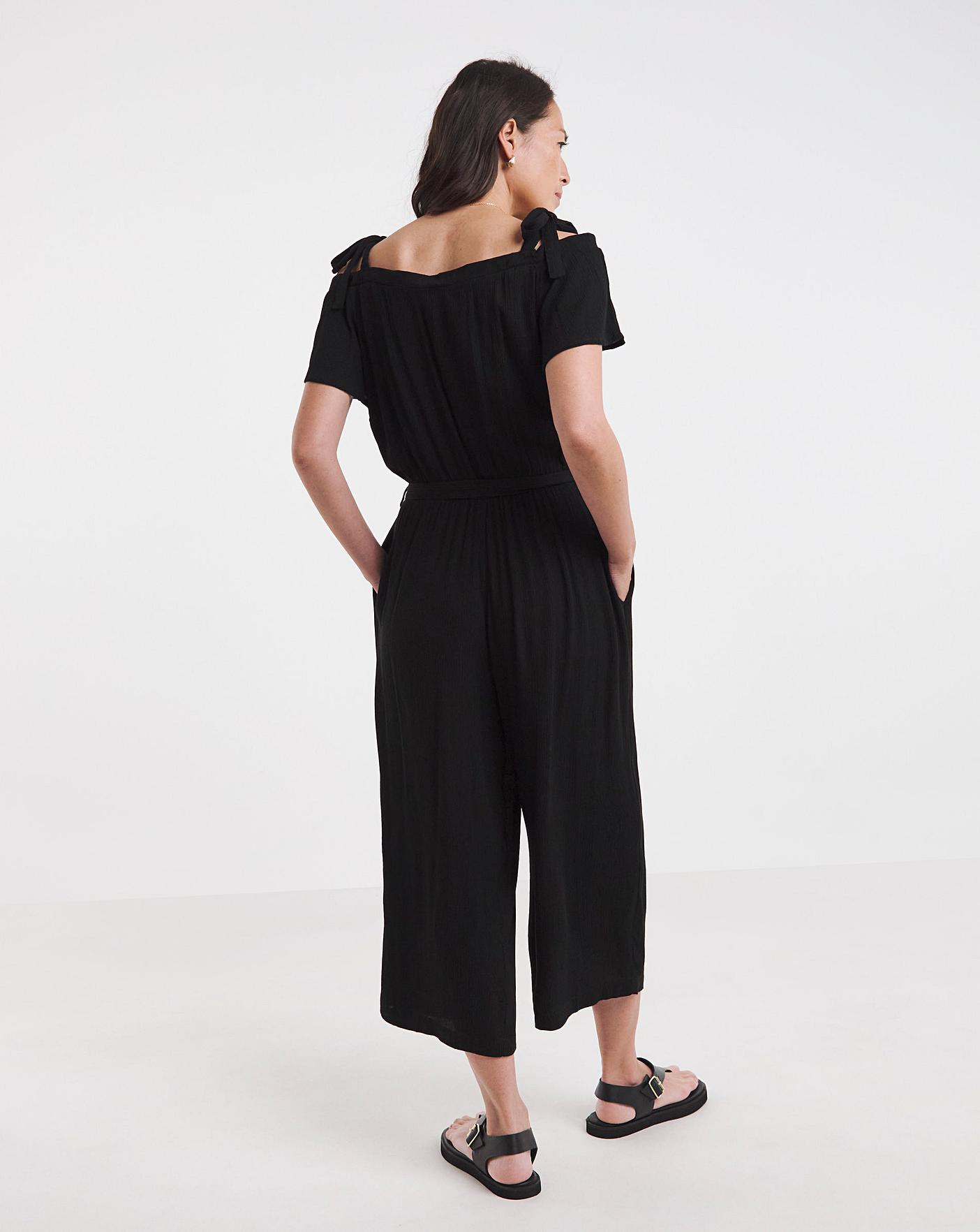 Textured Crinkle Tie Strap Jumpsuit | Oxendales