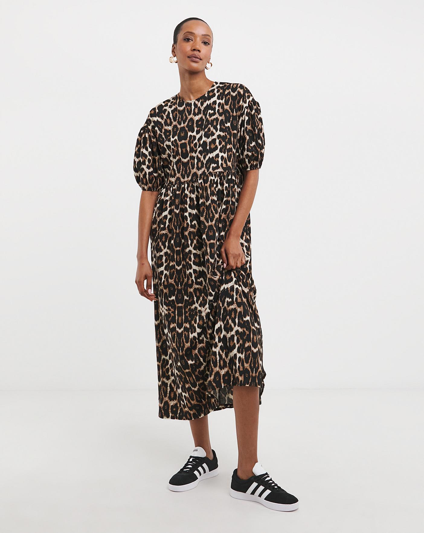open lace back dress Leopard Smock Dress – Lazy Oaf main image 1