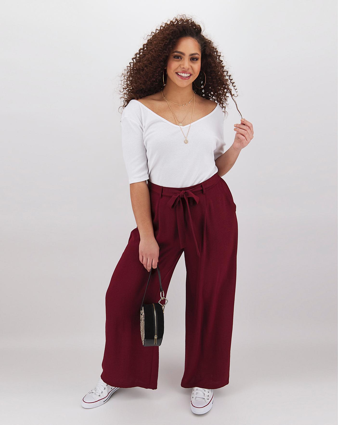 Wide Leg Tie Waist Trousers Regular 