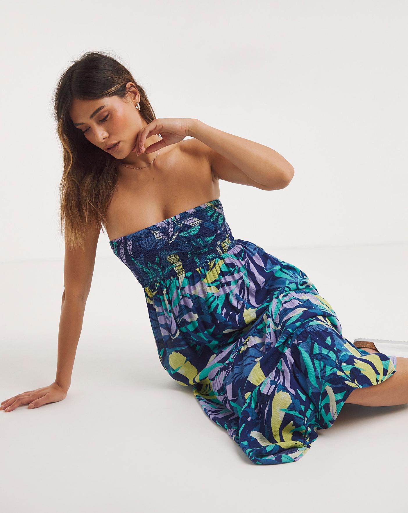 Leaf Bandeau Beach Dress