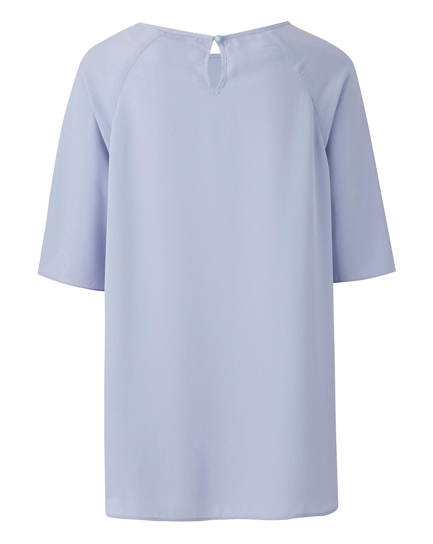 Zen Blue Ruched Raglan Sleeve Top | J D Williams
