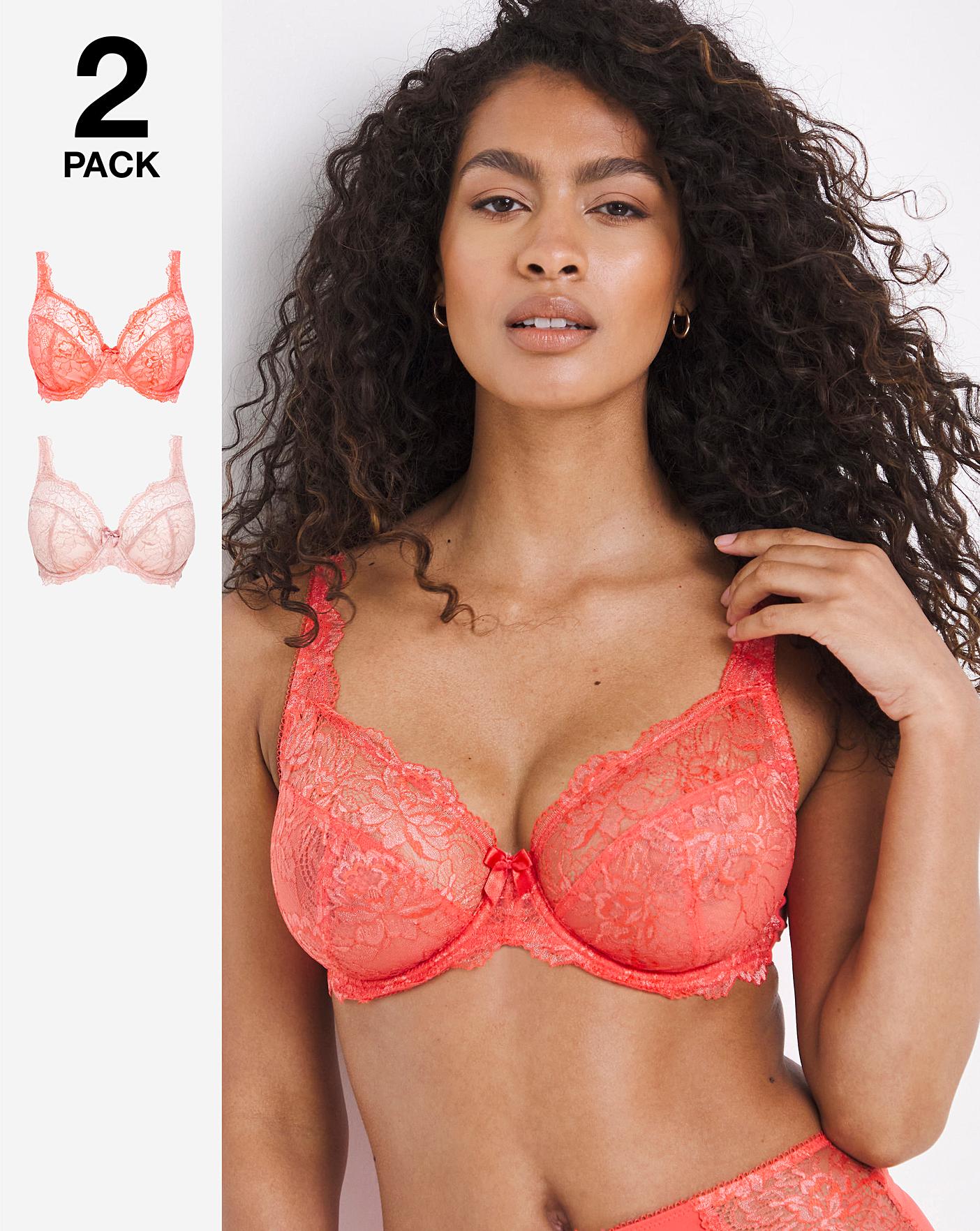 2 Pack Ella Lace Full Cup Wired Bras