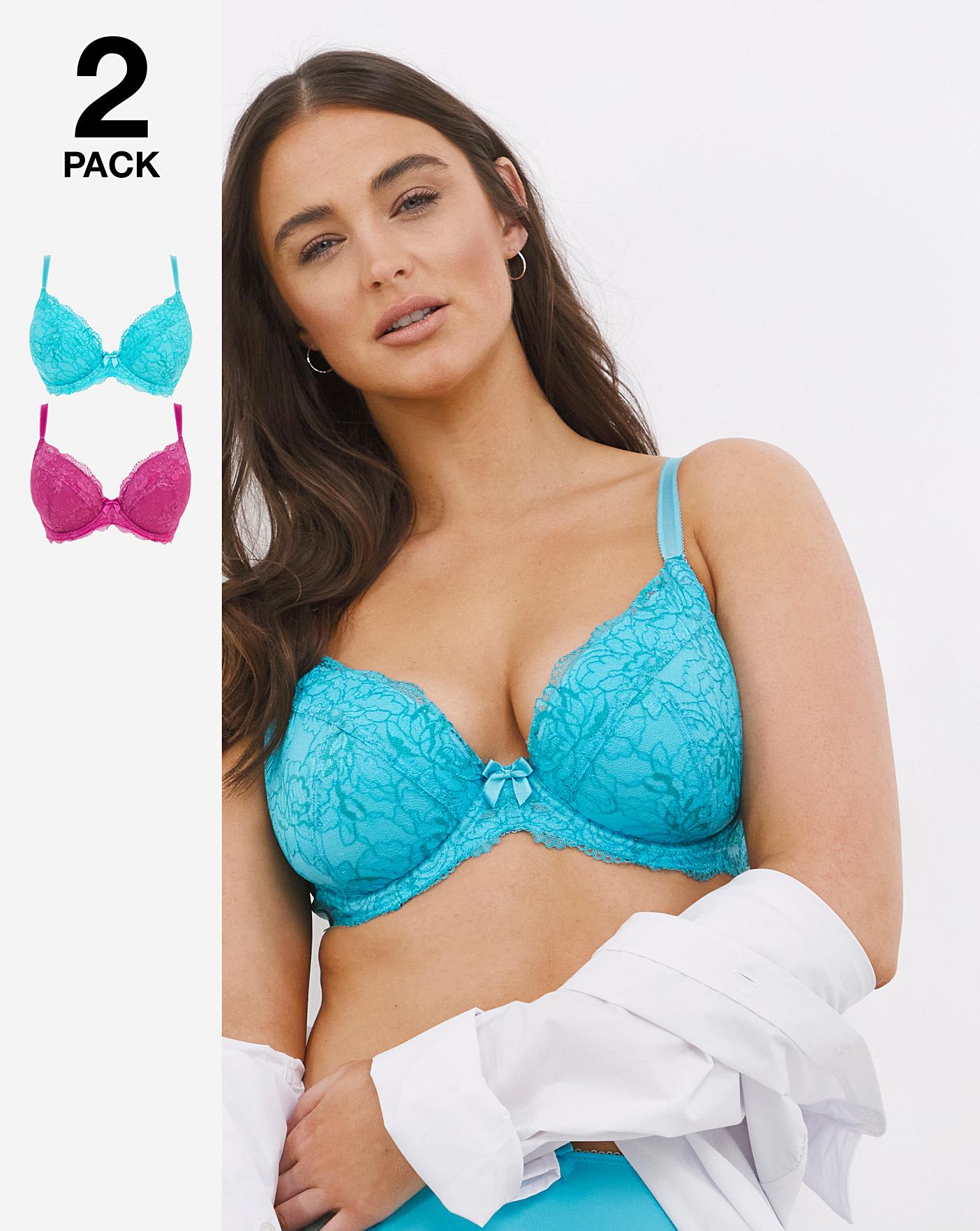 Buy Lace Detail Non-Wired Padded Plunge Bra with Hook and Eye