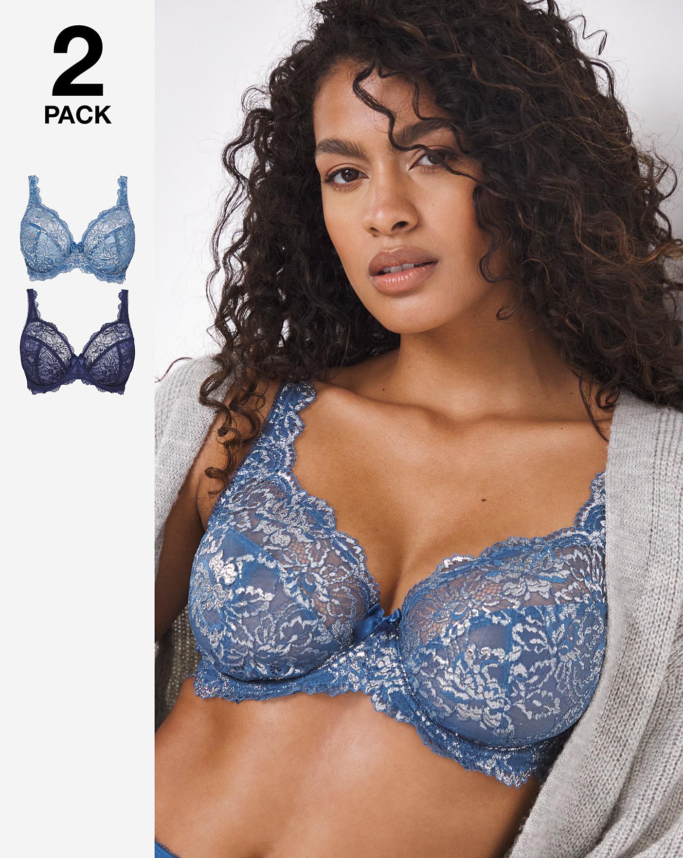 Pretty Secrets 2 Pack Ella Lace Padded Plunge Wired Bras Size 36D - Worn By  Us