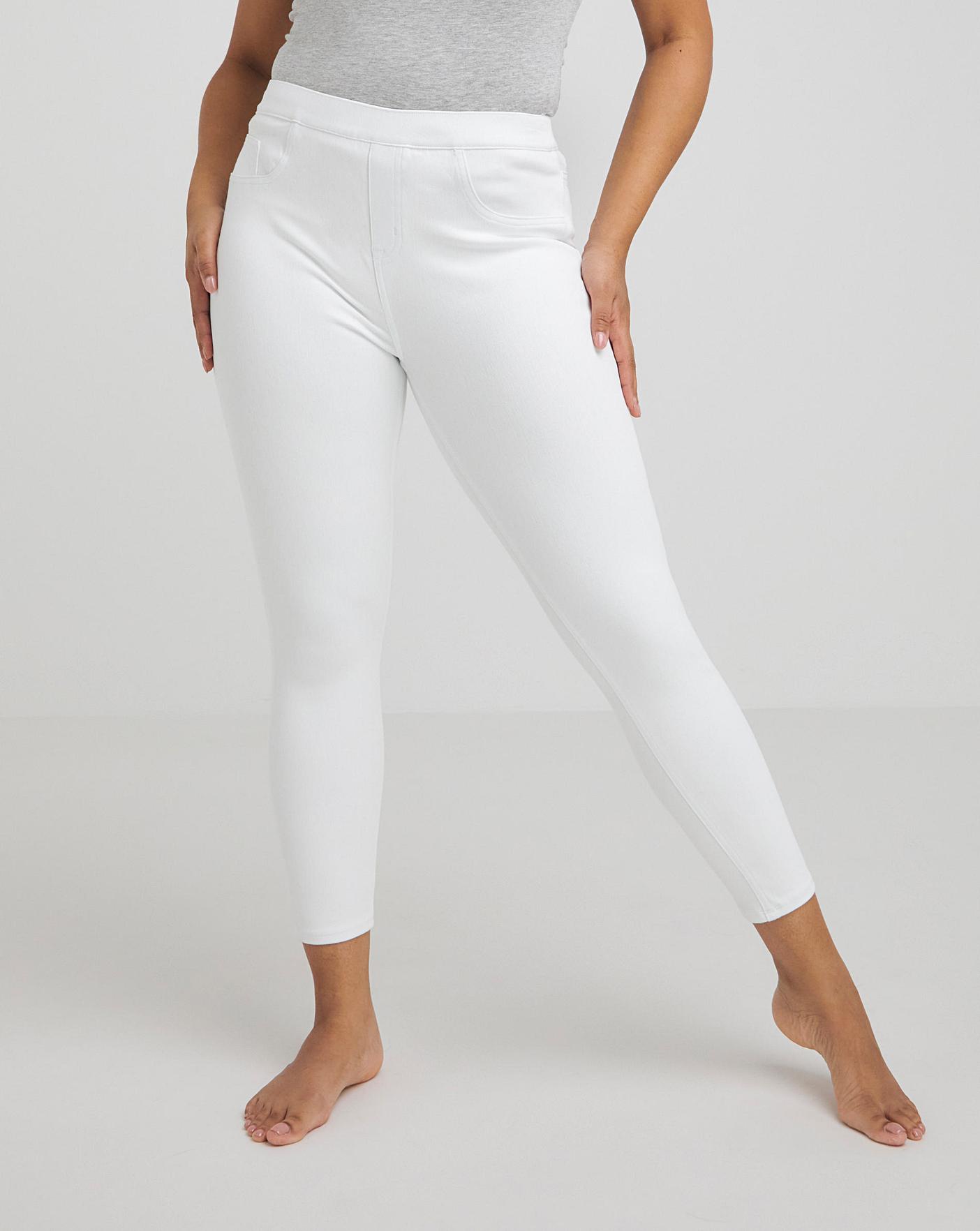 Spanx Womens White Jean Ish Capri Stretch Pull-on Leggings Pants