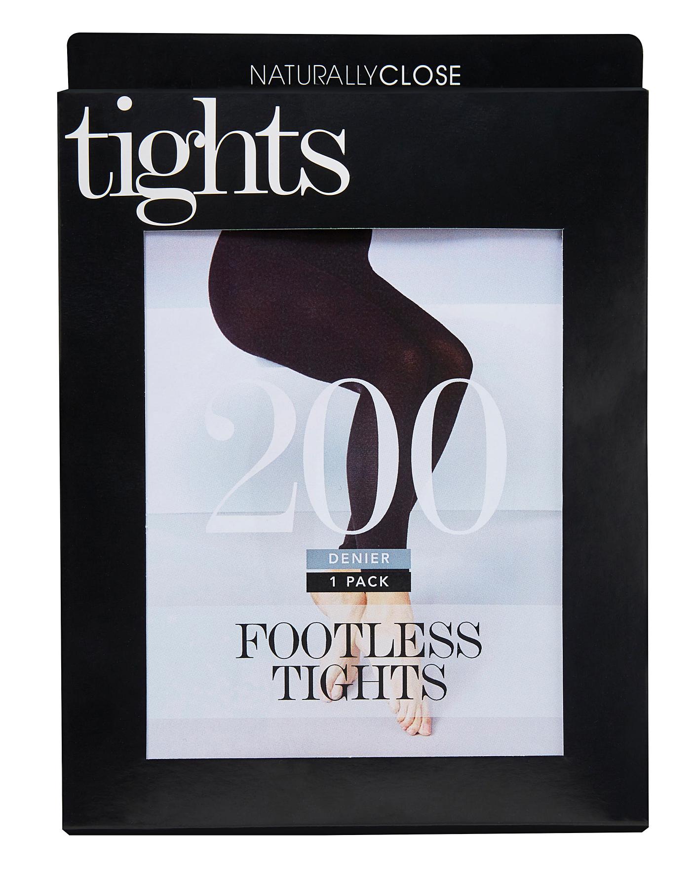 200 Denier Footless Black Opaque Tights